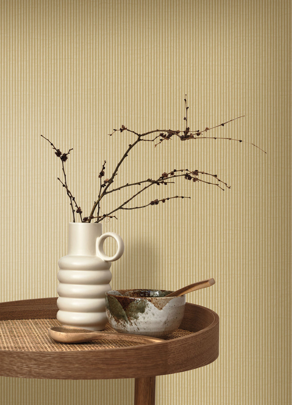 Papier peint Fines Rayures Papier Kraft jaune moutarde - Papercraft de Casadéco | Réf. PAPC89652332