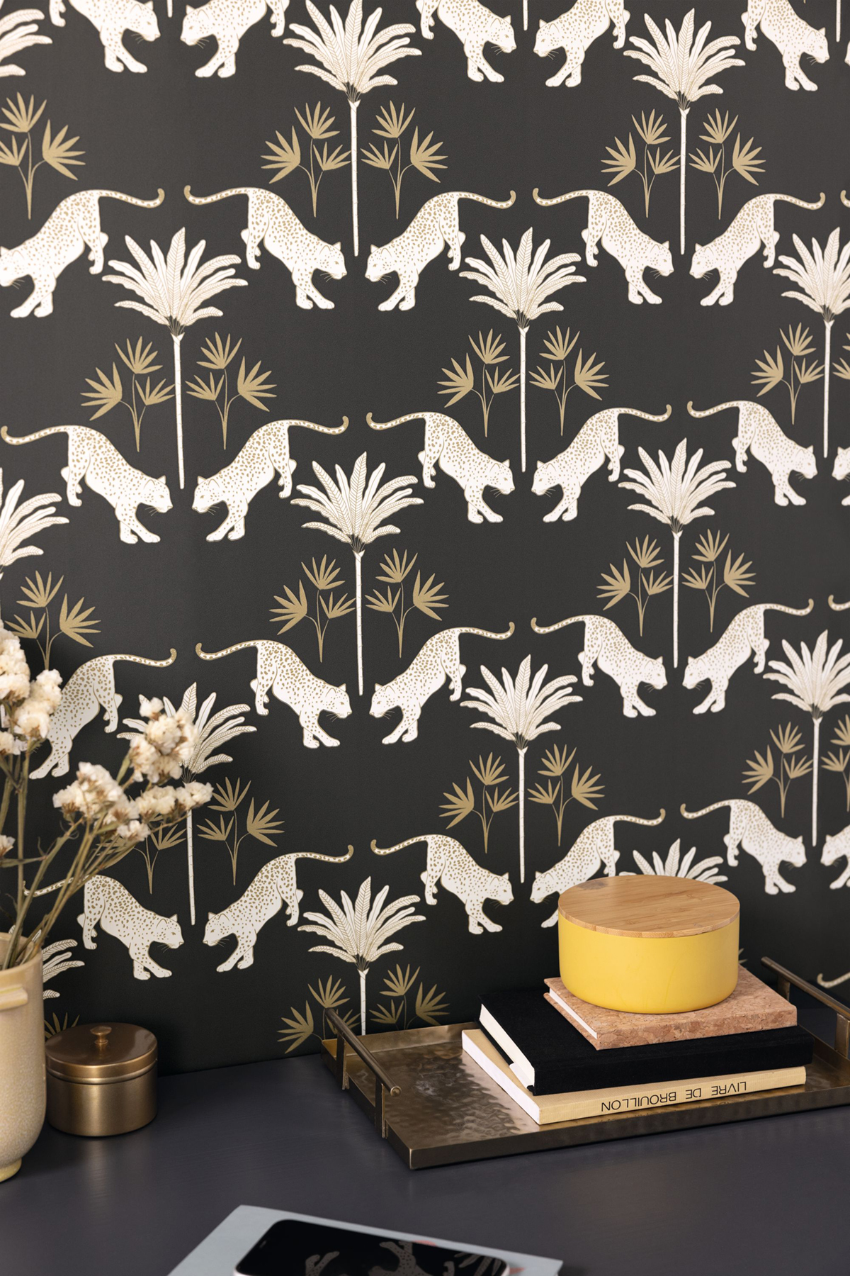 Papier peint Léopard Magnifico blanc noir doré - Moonlight 2 de Casélio AMB2 | Réf. MLGT104279237