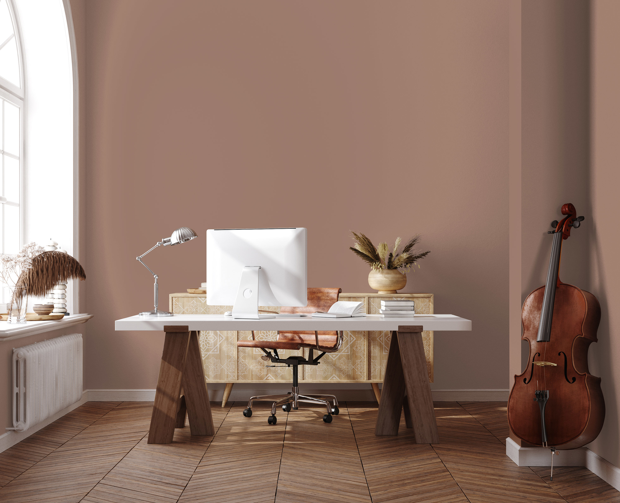 Photo numéro 2 d'une pièce avec un mur peint avec la peinture  Puro marron rosy beige - c2025