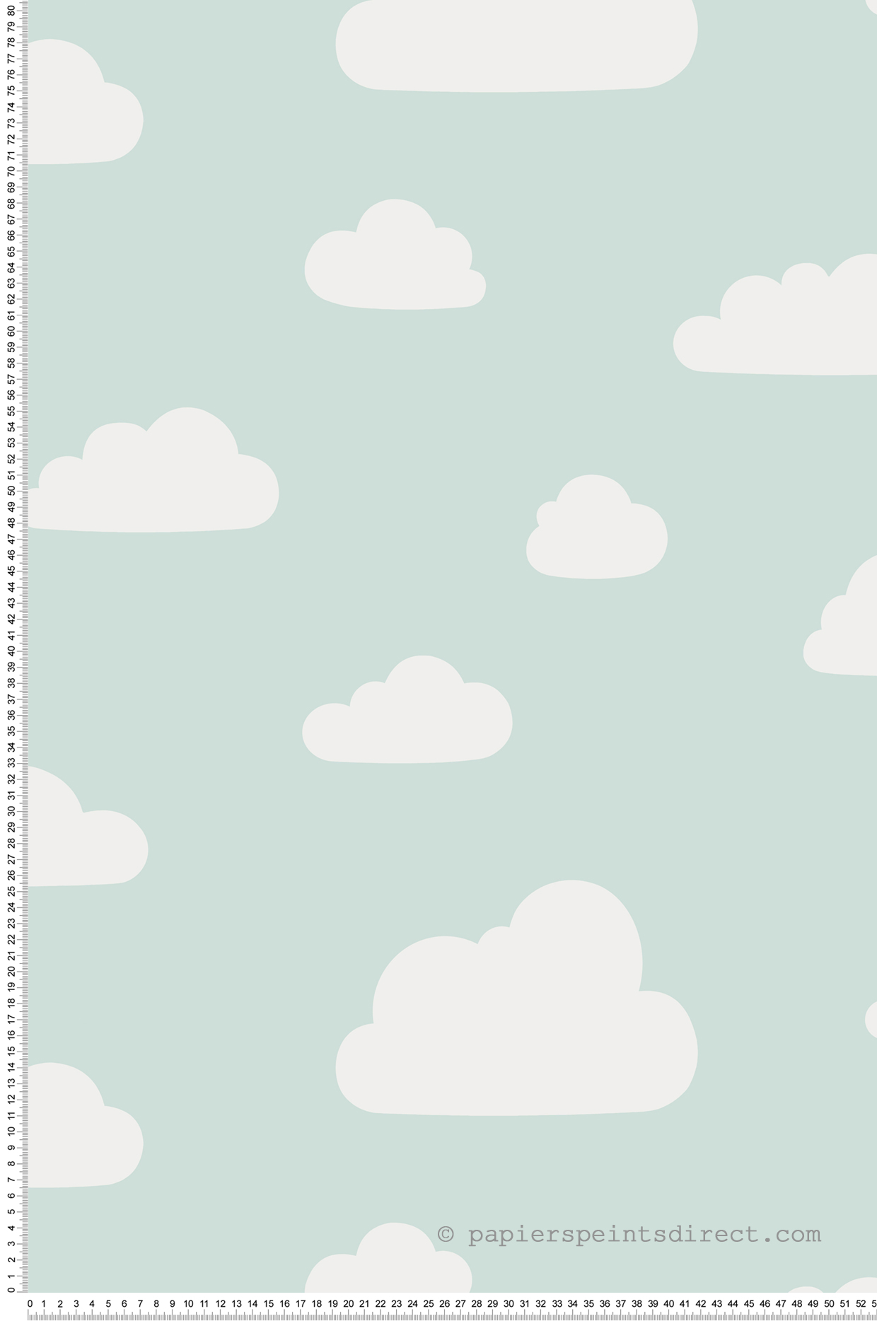 Papier peint Nuage Enfantin vert d'eau - La belle histoire d'Ugépa | Réf. UGP-A61804