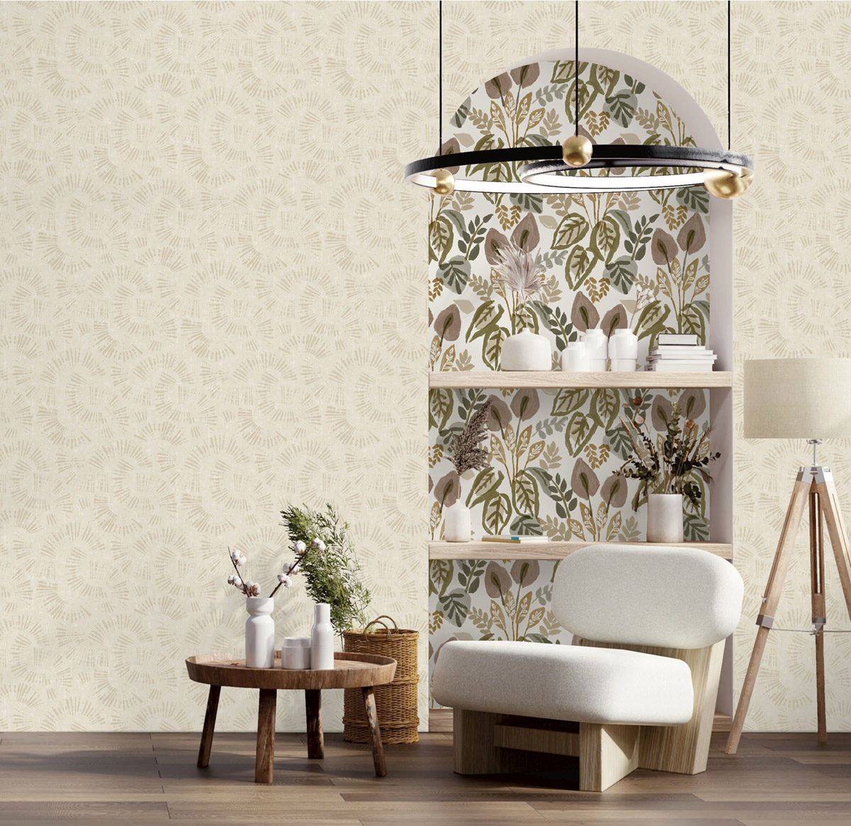 Papier peint Feuille Tropicale Arum kaki marron - Aroma de Lutèce AMB| Réf. LTC-51251804