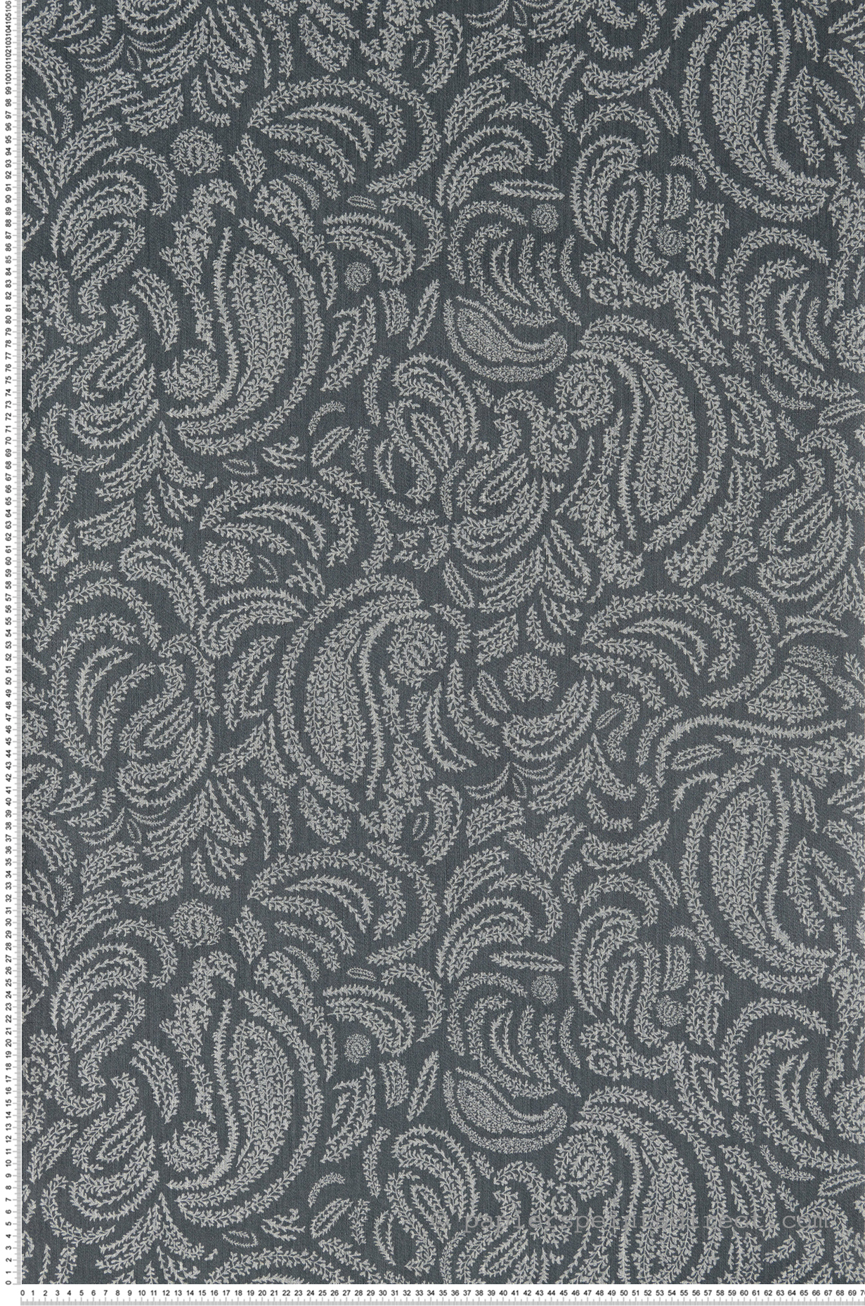 Papier peint motif Cachemire Jaipur bleu/gris - Ceylan de Casamance | Réf. CAS-74553790