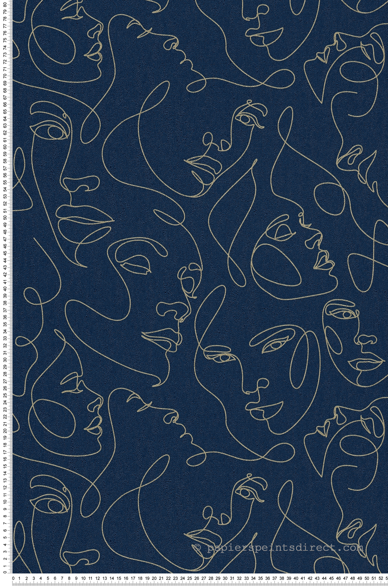 Papier peint Visages One Line Art bleu doré - Pintwalls 3 d'A.S. Création | Réf. AS-791724