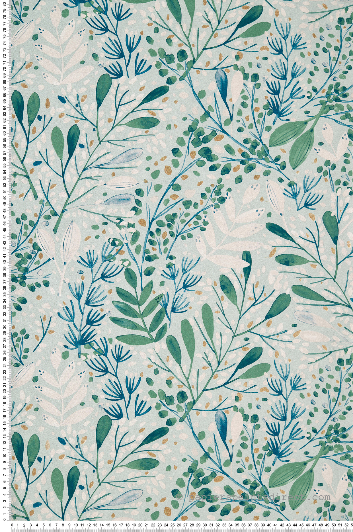 Papier peint feuilles Joy Vert/Bleu givré/Doré  - Green Life de Casélio | Réf. GNL101697672