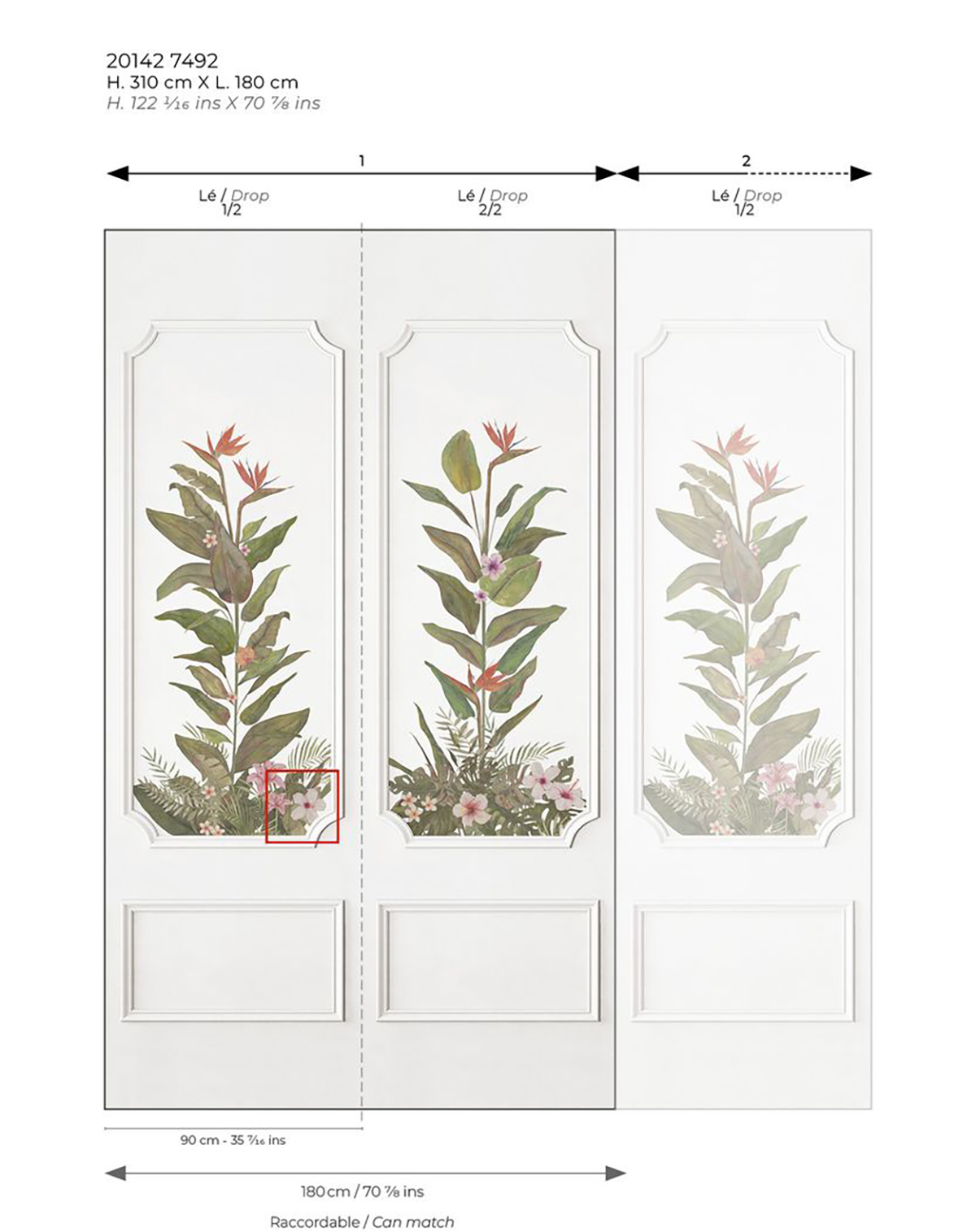 Papier peint panoramique Moulure Fleur Éclat Tropical vert - Moulures & Co de Casadéco | Réf. MOCO201427492