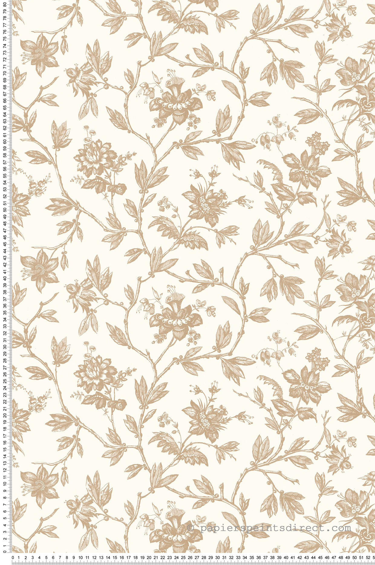 Papier peint Fleurs Romantiques beige ficelle - Les Belles Toiles De Jouy de Casadéco AMBV | Réf. LBTJ87961108