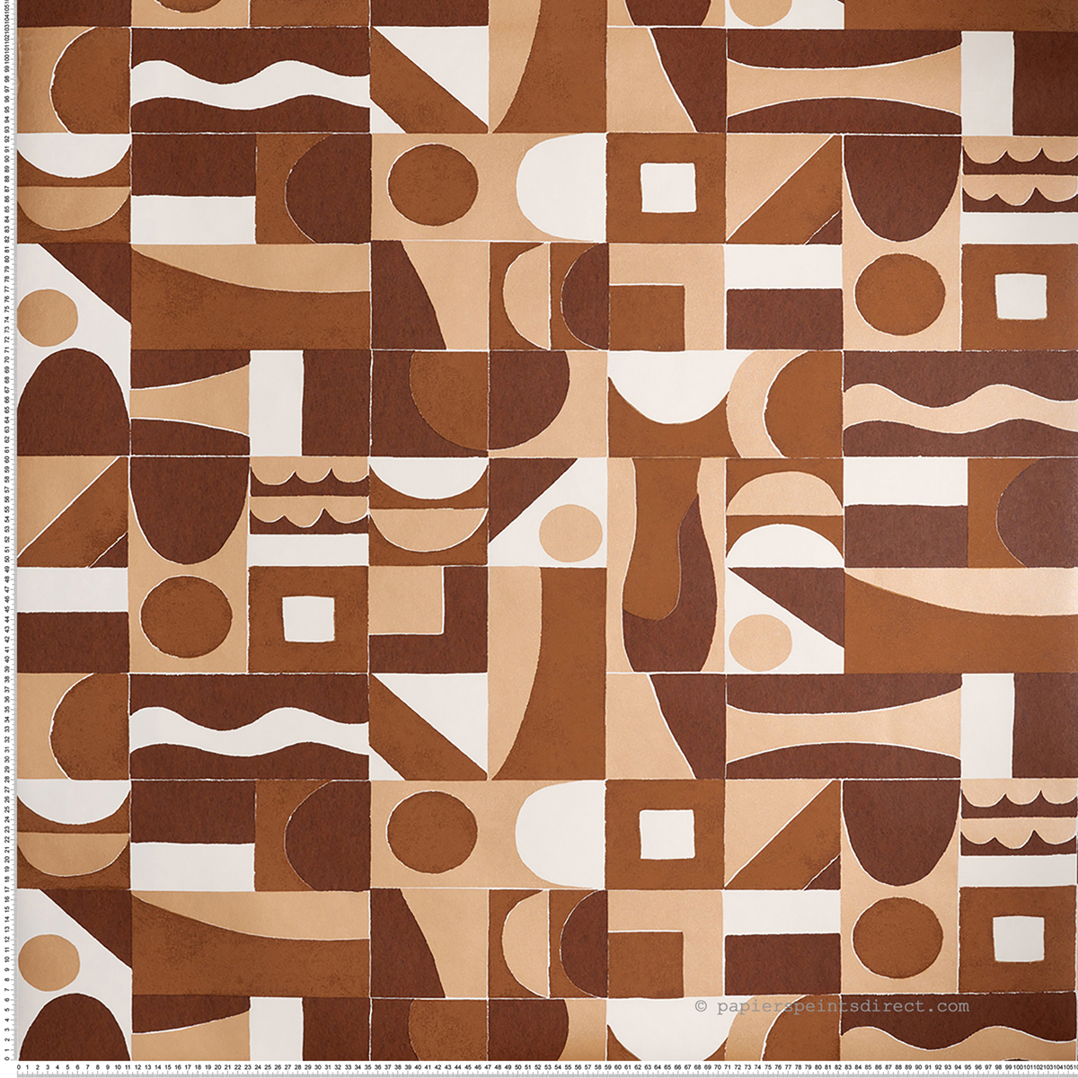 Papier peint Géométrique Ethnique Gourna terracotta cuivré - Bord Du Nil de Casamance | Réf. CAS-76182956