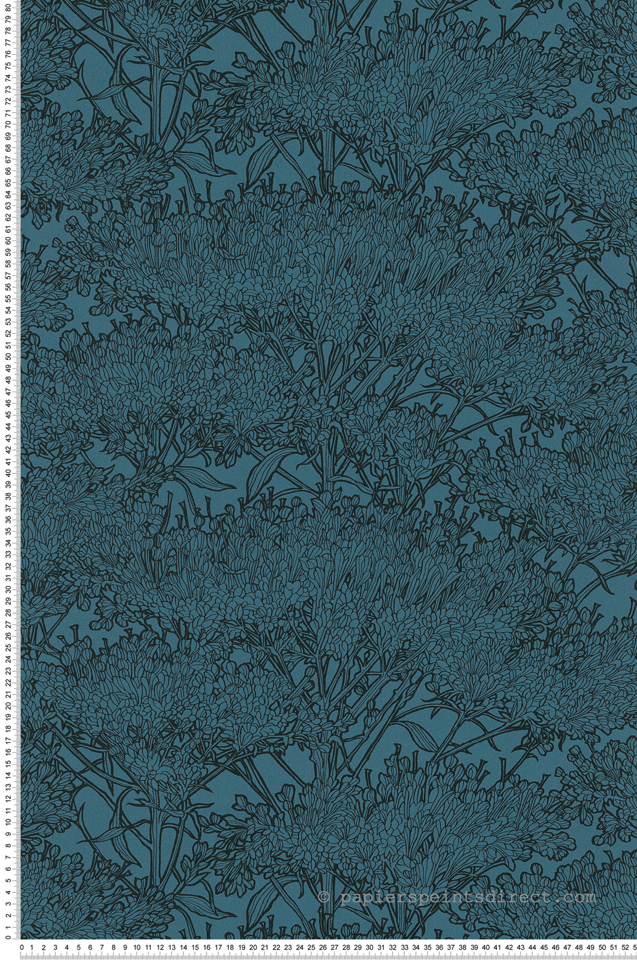 Papier peint Fleurs graminées bleu canard/noir - Tribeca de Montecolino | Réf. MC-36972-6