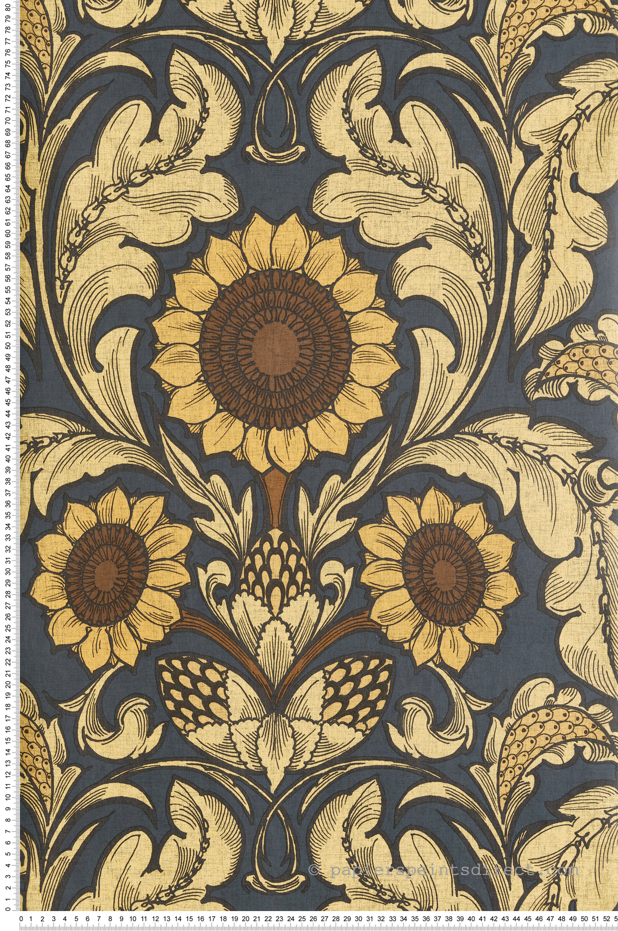Papier peint Médaillon Tournesol Vintage jaune bleu - The Wall Llewelyn-Bowen de Lutèce | Réf. LTC-LB25147
