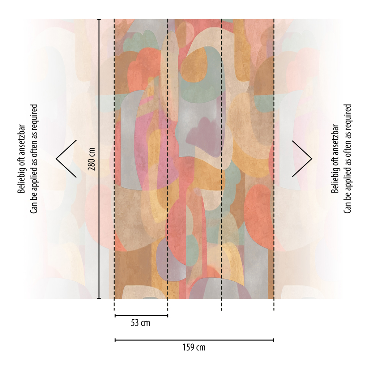 Papier peint panoramique Toile Abstraite Loretta multicolore - Cosmoliving d'A.S. Création REGLE | Réf. AS-791455