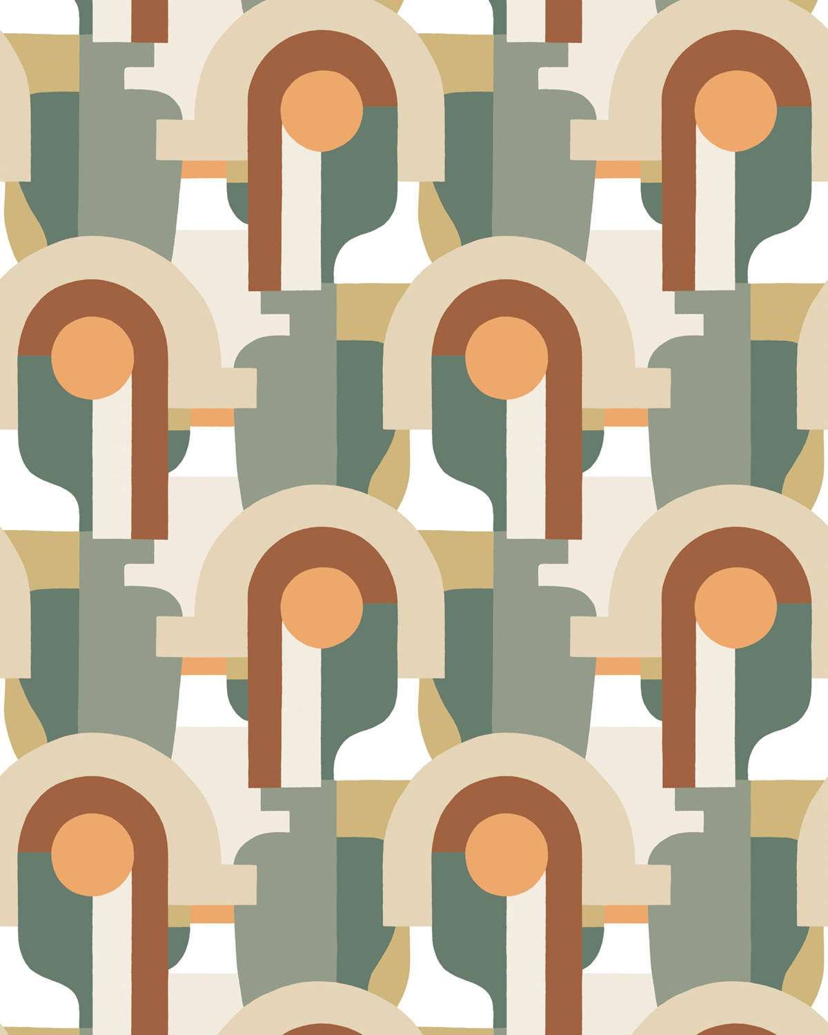 Papier peint panoramique Géométrique Pop S Multico Vert 200x250 - Iconic de Casadéco | Réf. CONI88467205