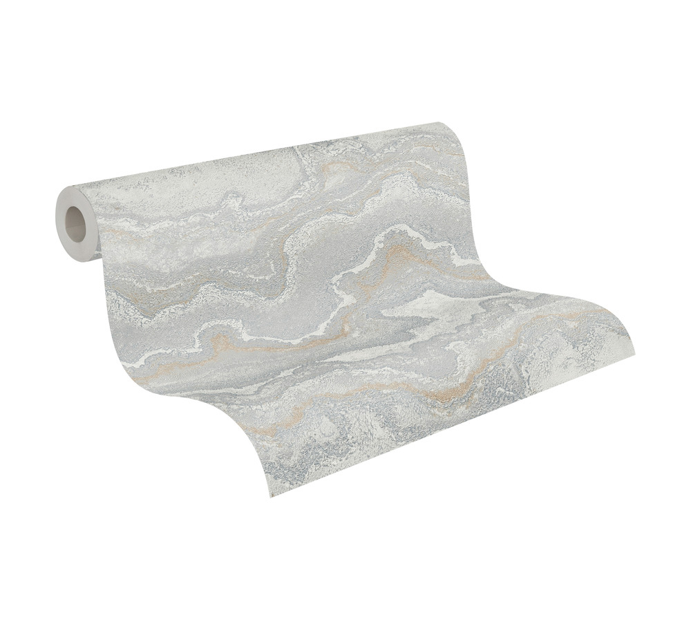 Papier peint Pierre Précieuse Métallisé gris argenté - Stories of Life d'A.S. Création AMB4 | Réf. AS-396595