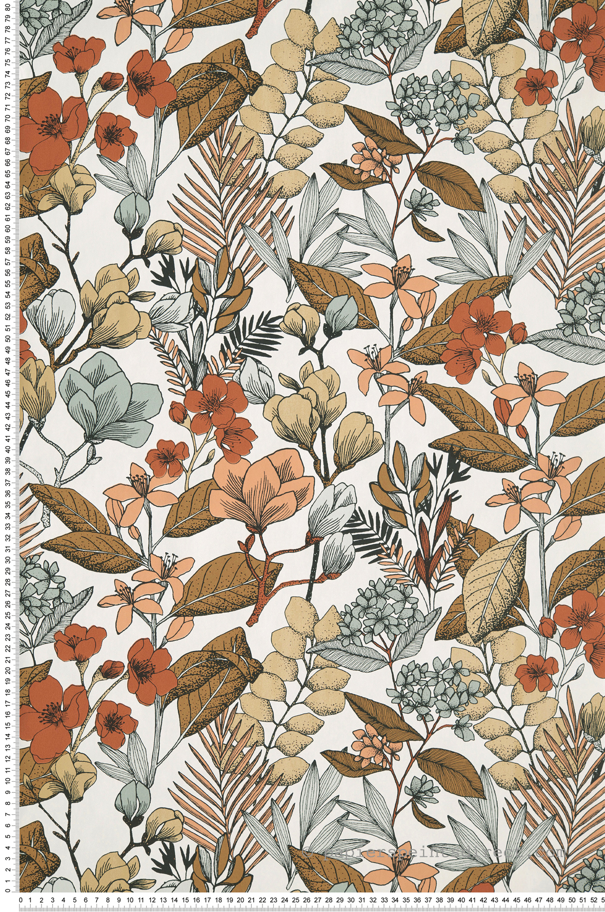 Papier peint Herbier Fleuri May ocre - Flower Power de Casélio | Réf. FLP101857241