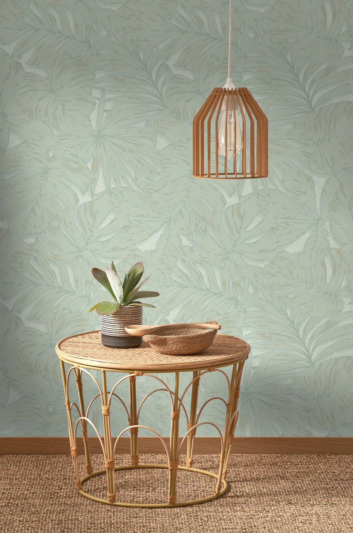 Papier peint Palmes Gravure Granada bleu d'eau - Vegetals de Casadéco | Réf. VEGE86437343