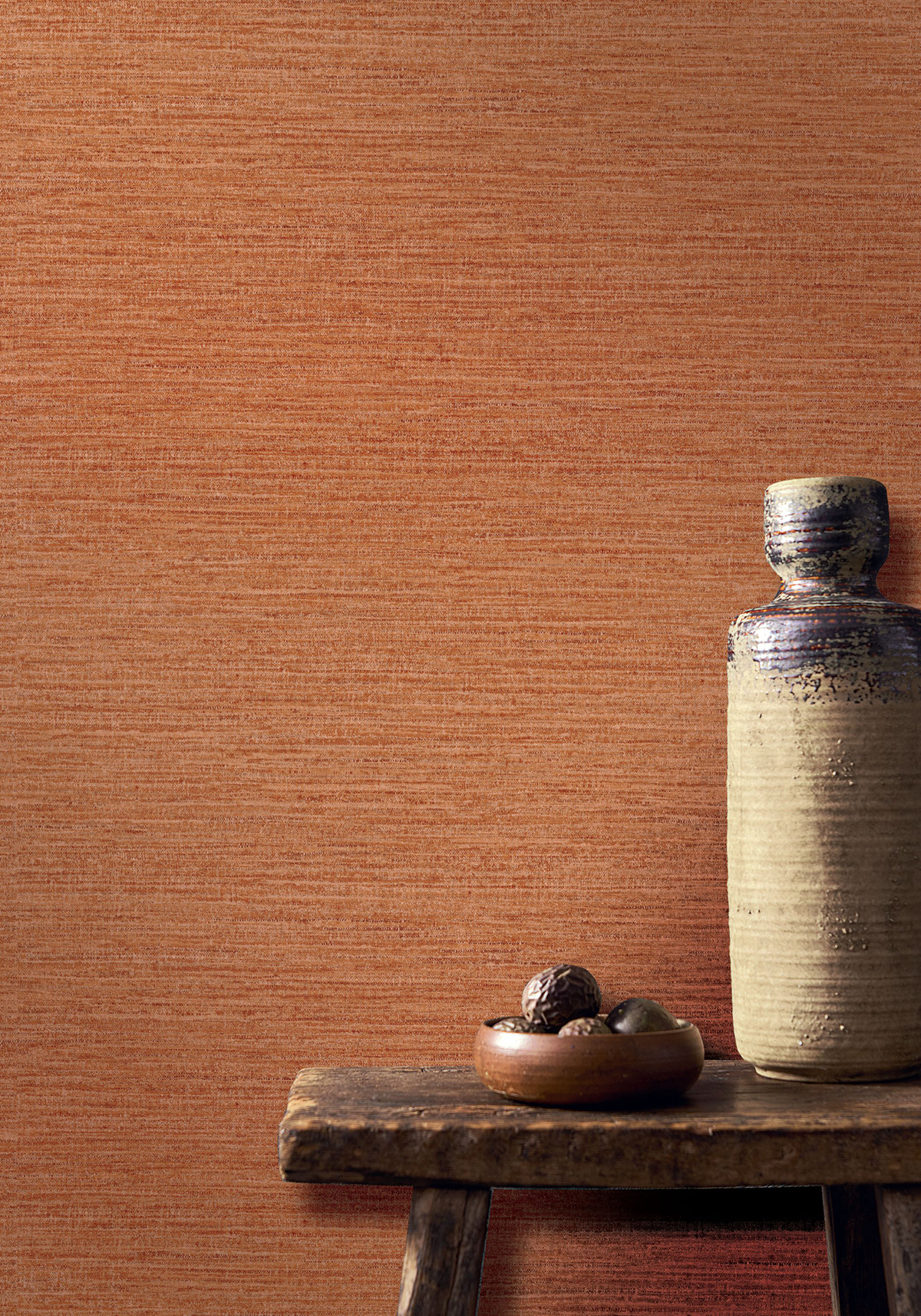 Papier peint Faux Uni Tissage Occitan terre de sienne - Terra Rossa de Casamance | Réf. CAS-76233262