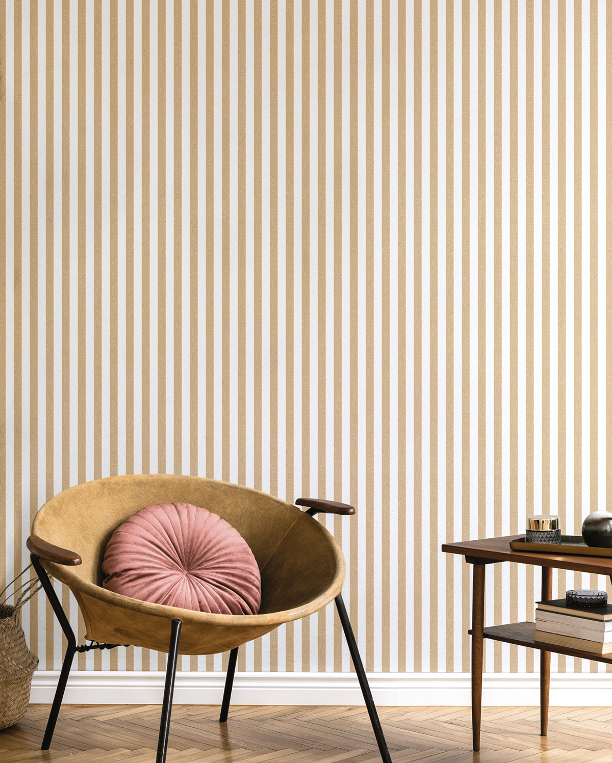 Papier peint Rayures Lin Classique beige - Stripes & Checks de Montecolino | Réf. MC-ST38438