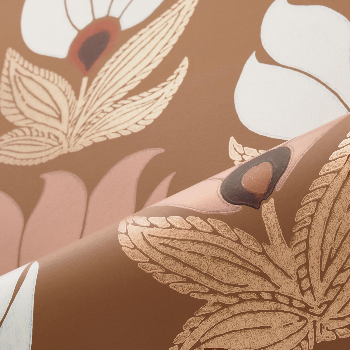 Papier peint Destockage - Fleur Graphique Dauphine ambre nude - Square Jasmin de Casamance