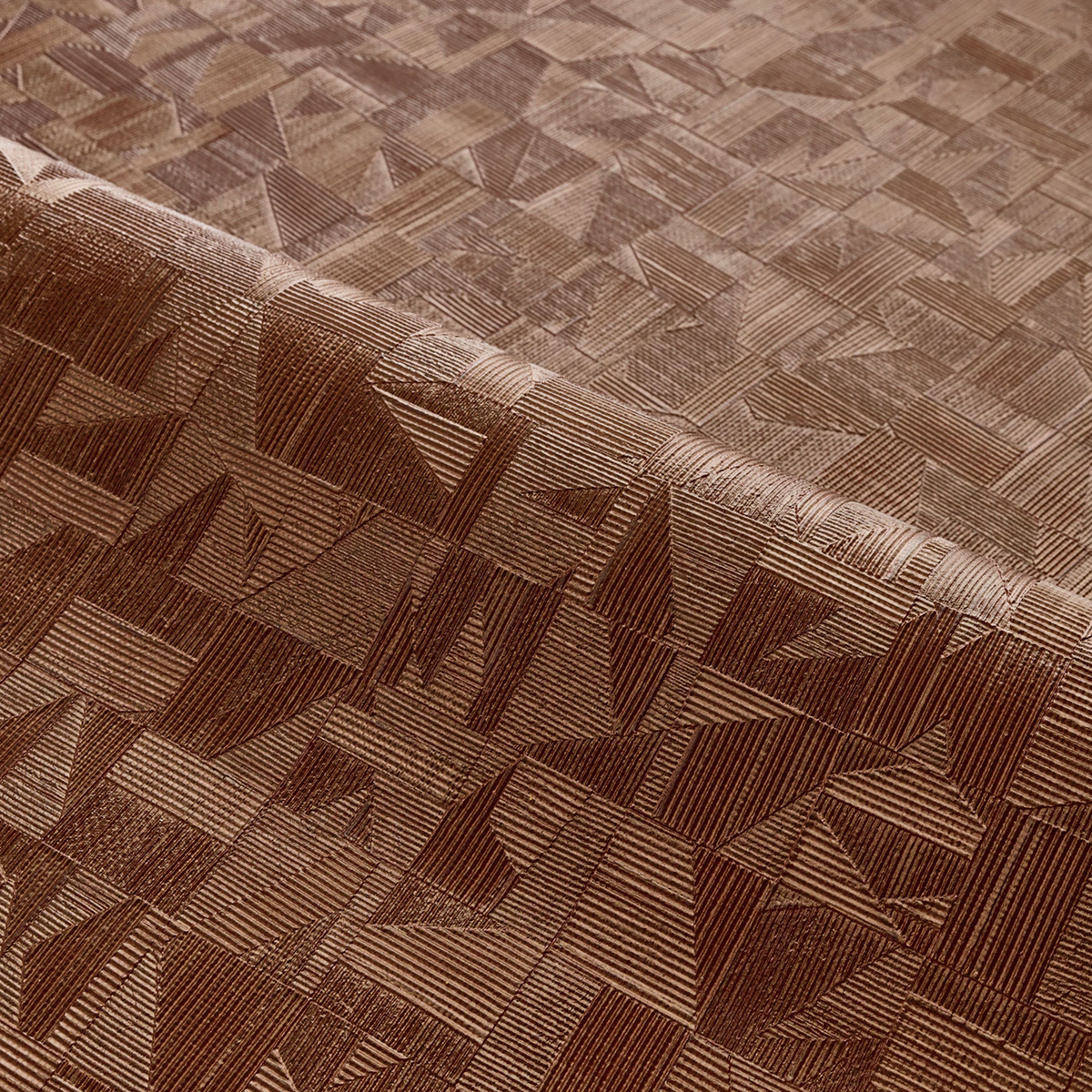 Papier peint Graphique métallisé Tiznit acajou - Métal de Casamance AMBV | Réf. CAS-74401160