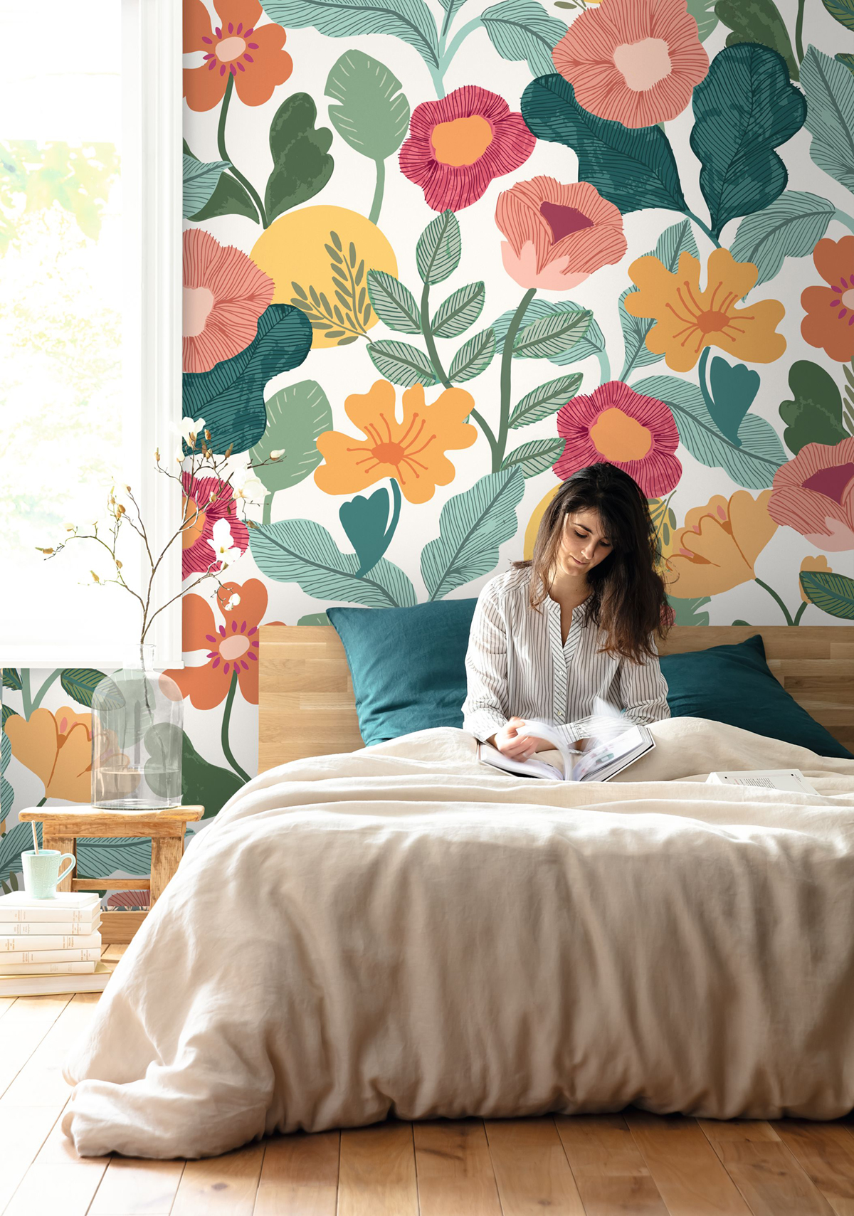 Papier peint panoramique Fleuri Enfantin Suzy multicouleurs S 200X250 - Pimp My Wall de Casélio | Réf. PMW104667605