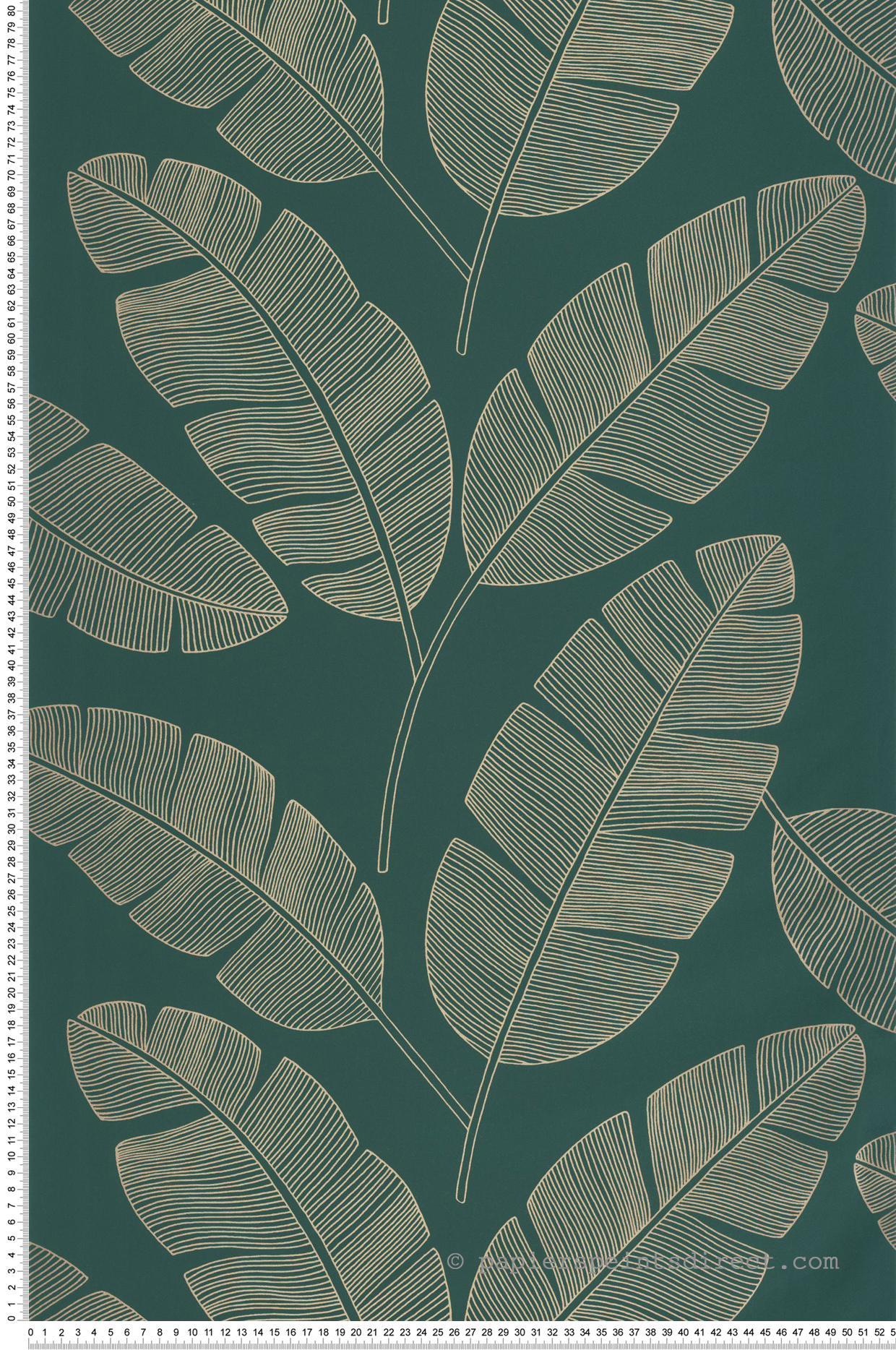 Papier peint Tropical Feuilles Banana Tree vert sapin doré - Green & Co de Casélio | Réf. GCO101107251
