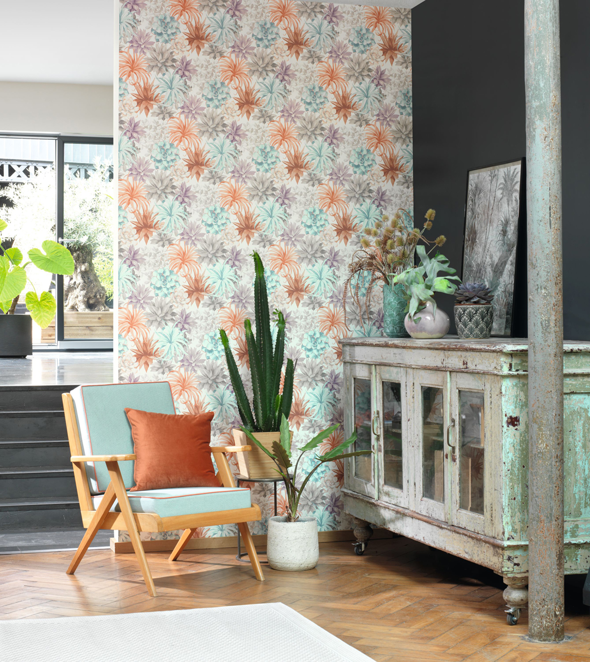 Papier peint Plante Echeveria terracotta - Botanica de Casadéco | AMB Réf. BOTA85914374