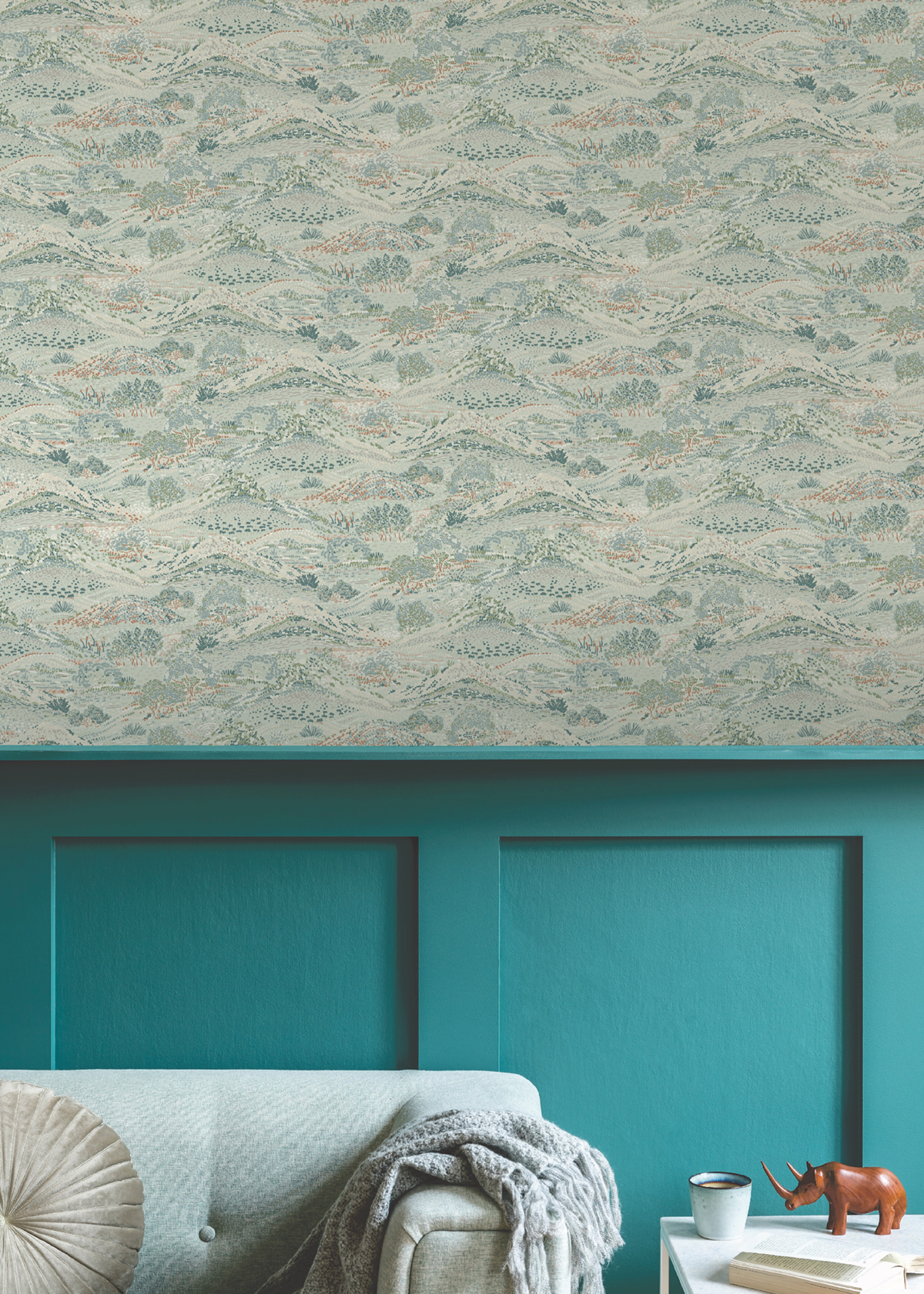 Papier peint Colline Pois vert bleu aqua - Séjours & Chambres de Lutèce | Réf. LTC-51224401