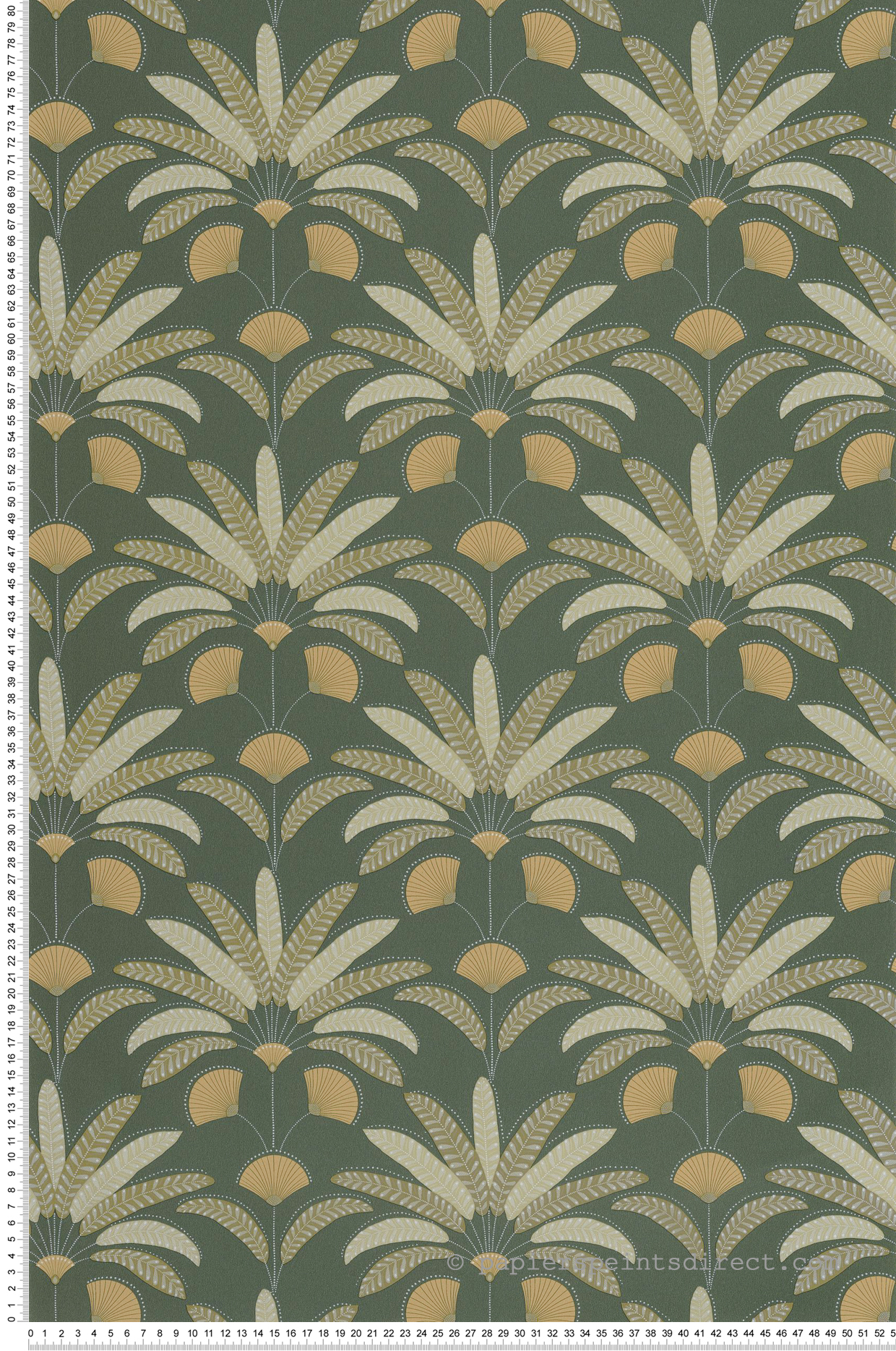 Papier peint Palmier Art Déco Gisele vert bouteille - Maison Siméon de Casélio | Réf. MSI107400451