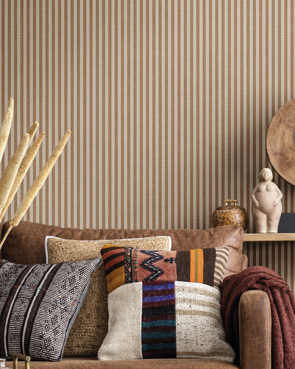 Papier peint Fines Rayures Textile terracotta - Stripes & Checks de Montecolino | Réf. MC-ST38488