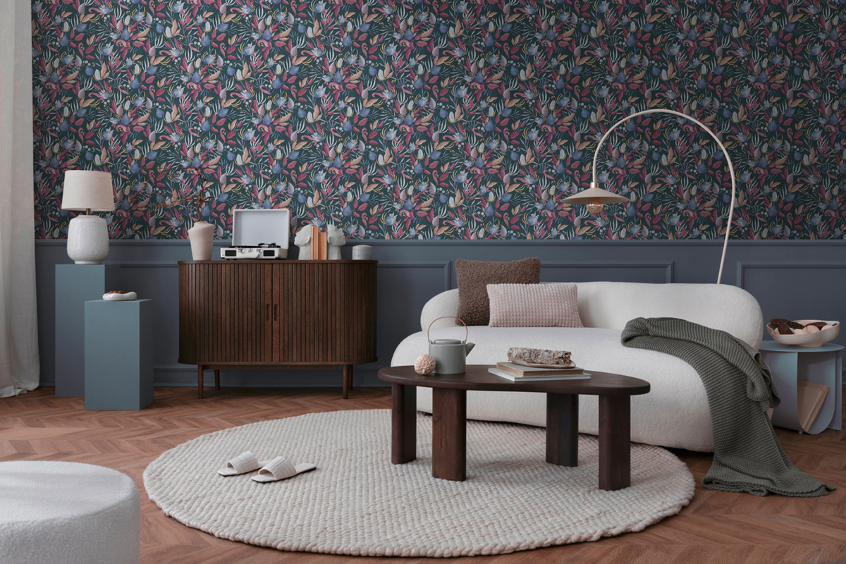 Papier peint Floral Still Bloom pétrole - Cosmoliving d'A.S. Création AMB3 | Réf. AS-790623