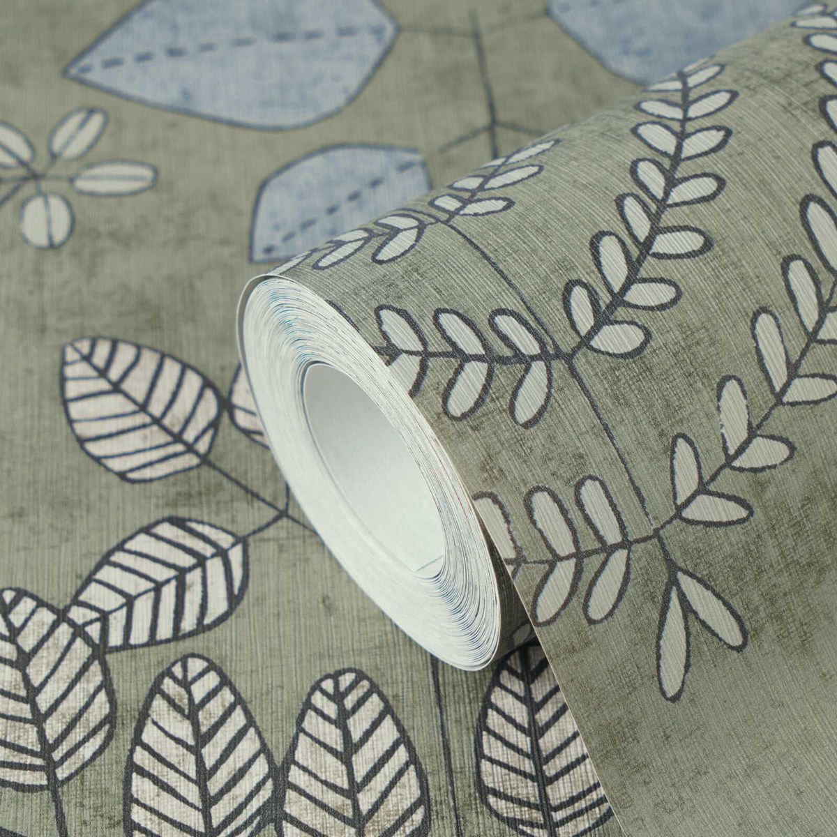 Papier peint Herbier Graphique Athyrium vert sauge  - Nordic Feeling d'A.S. Création ZOOM | Réf. AS-791491
