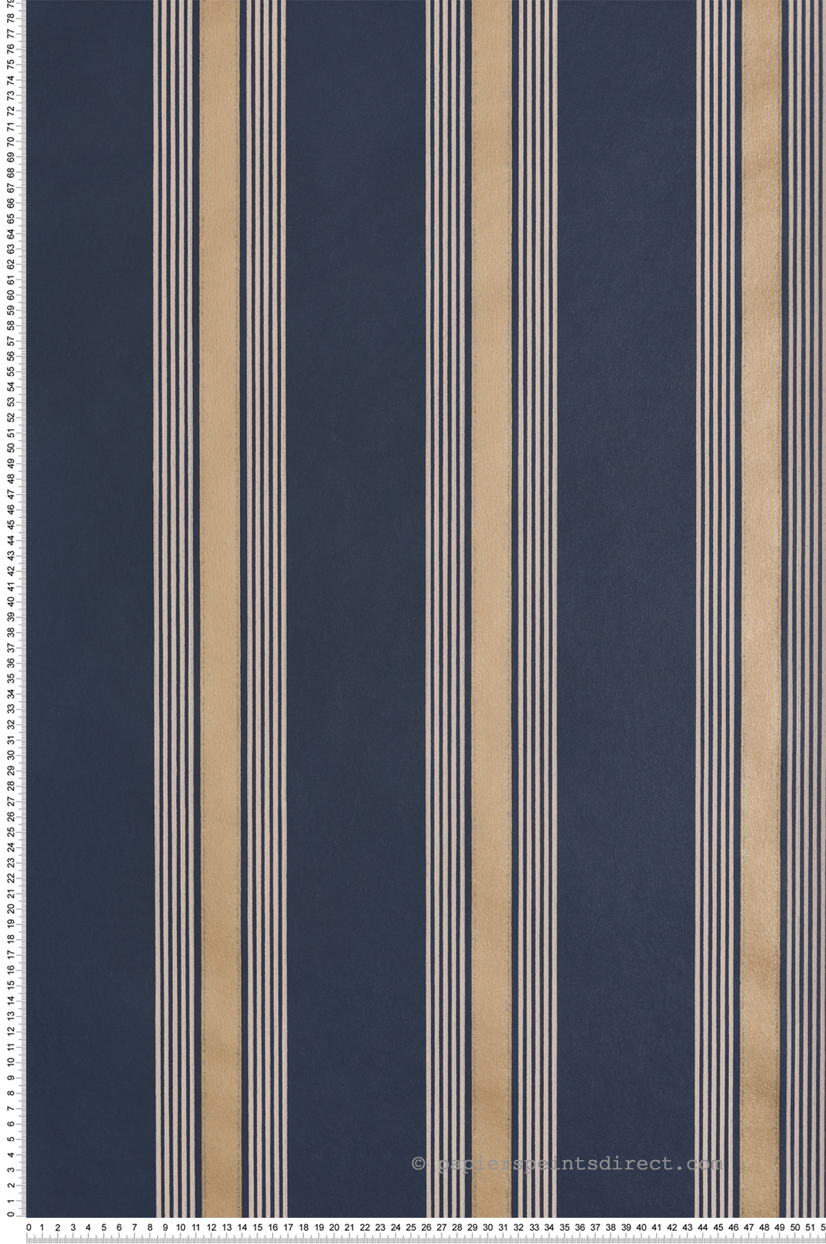 Papier peint Rayure Rétro Manetti bleu marine doré - Alberti d'Osborne & Little | Réf. OSB-W7983-01