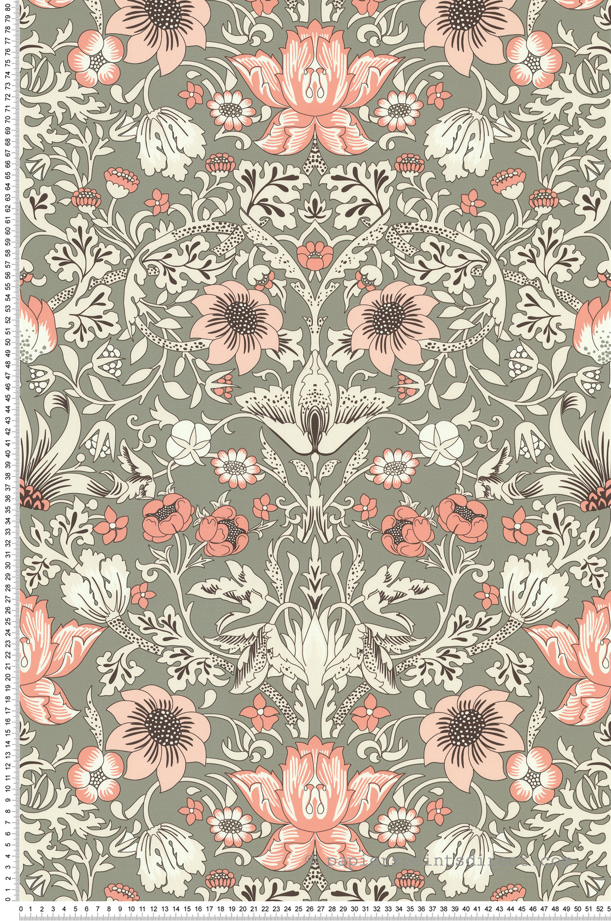 Papier peint Vintage Ornement Fleuri rose gris - Les Essentiels de Lutèce | Réf. LTC-11250509