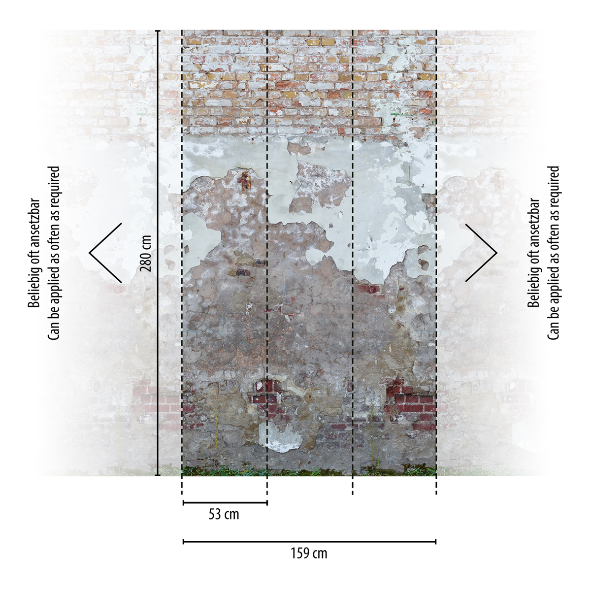 Papier peint panoramique Brique Look Usé - The Wall 2 d'A.S. Création AMB2 | Réf. AS-392341