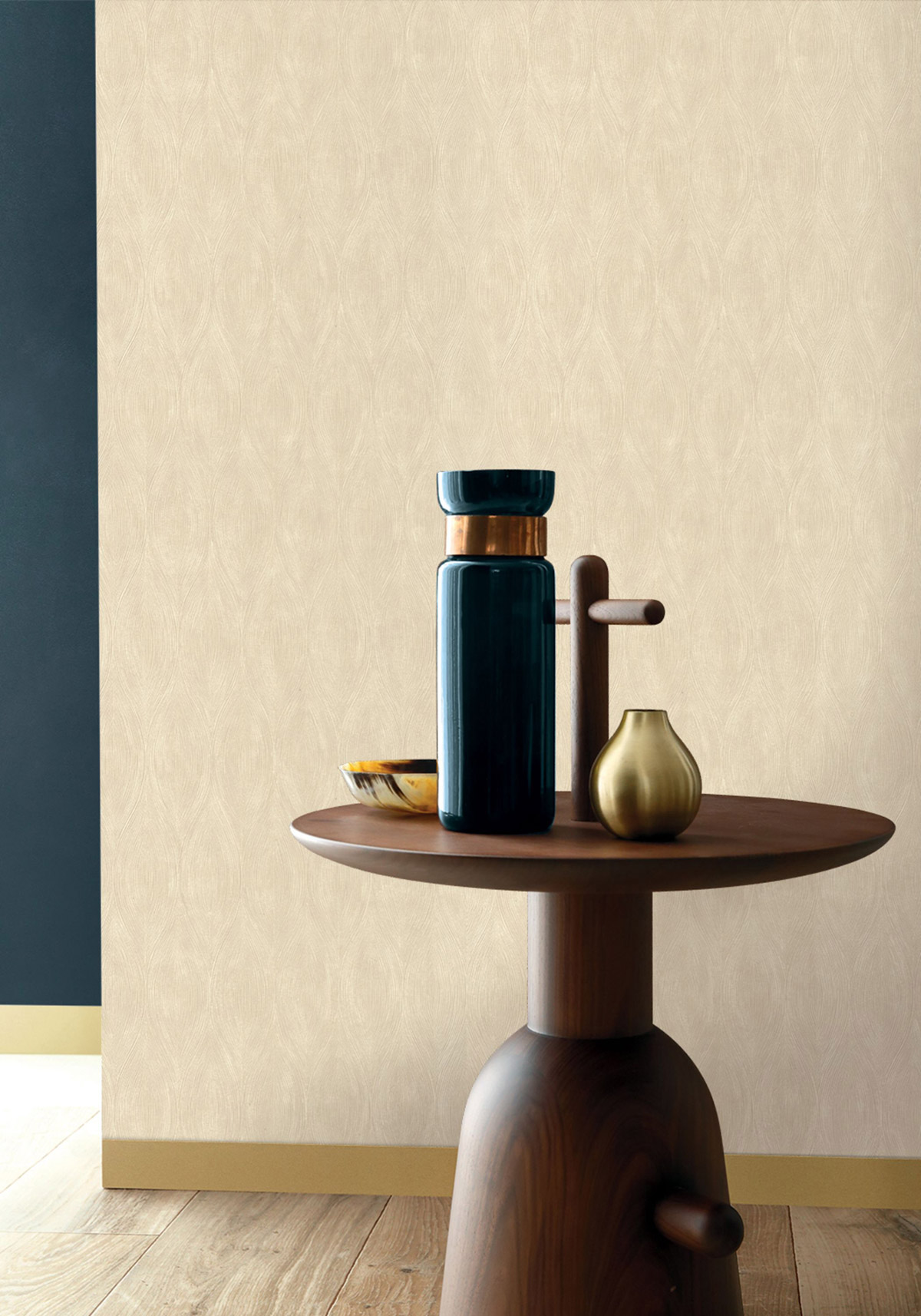 Papier peint Vagues Keramos ivoire nacré - Cérame de Casamance | Réf. CAS-76112752