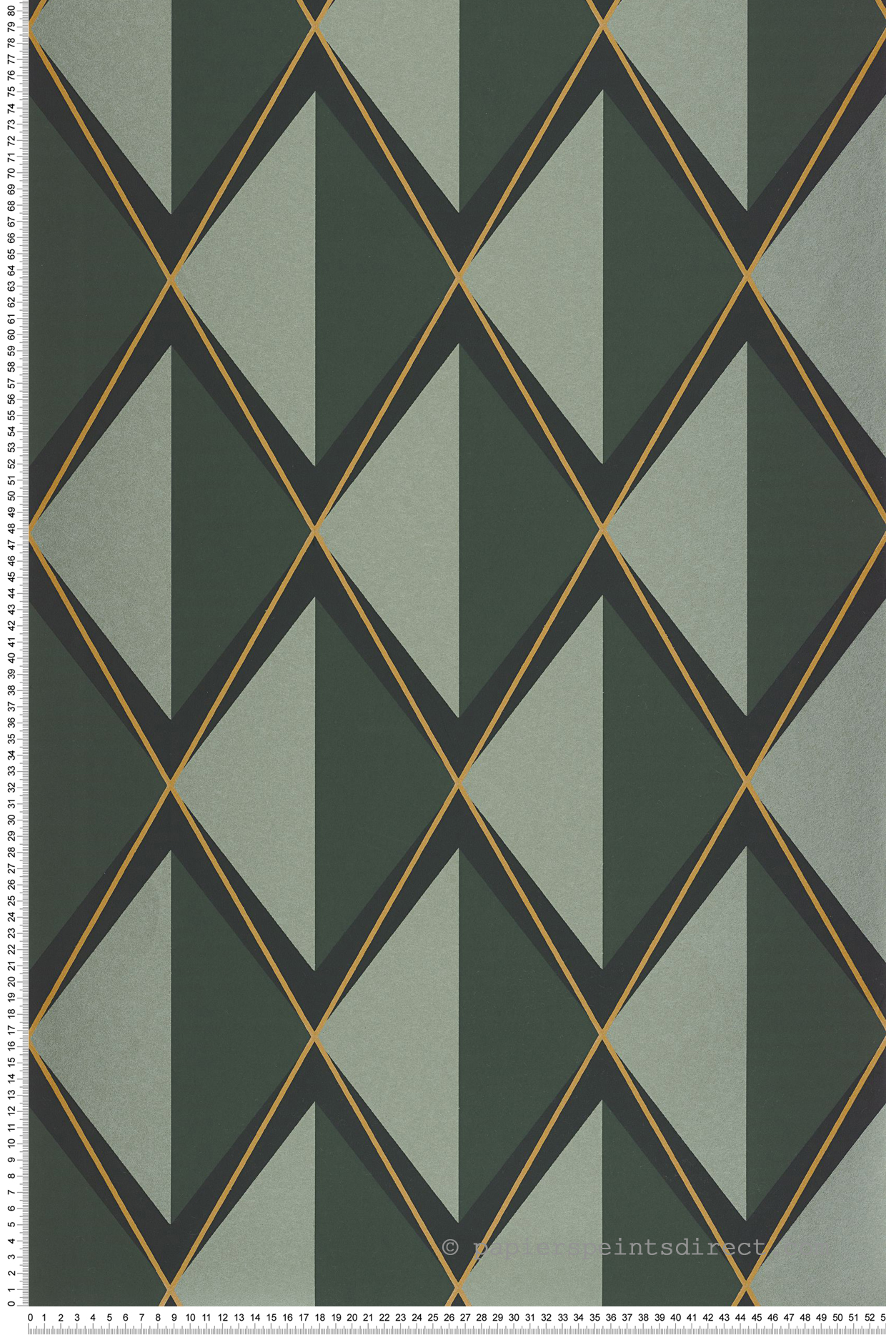 Papier peint Géométrie 3D Chaplin vert sapin irisé - Années Folles de Casadéco | Réf. ANFO201087777