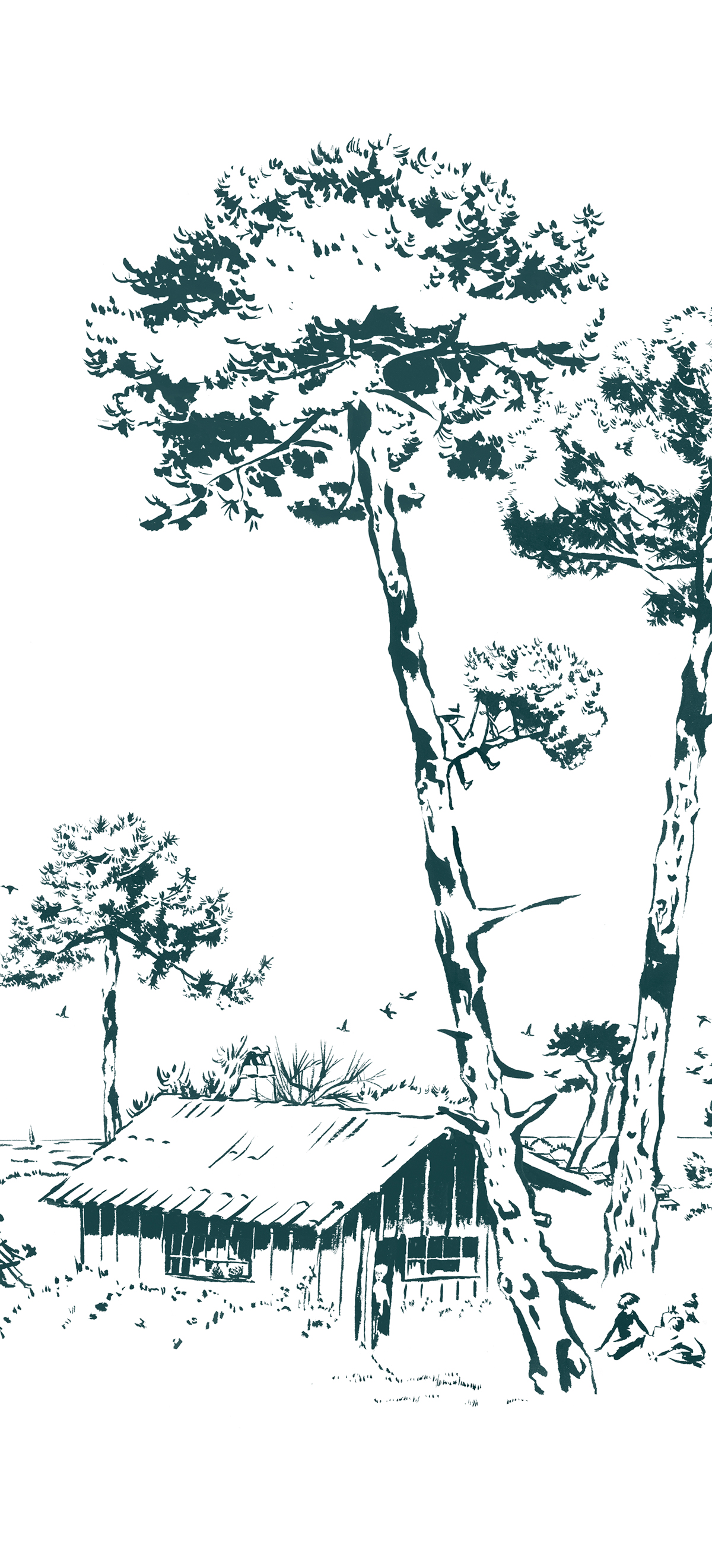 Papier peint panoramique Les Pins Vert B - 4/5/6 - Isidore Leroy