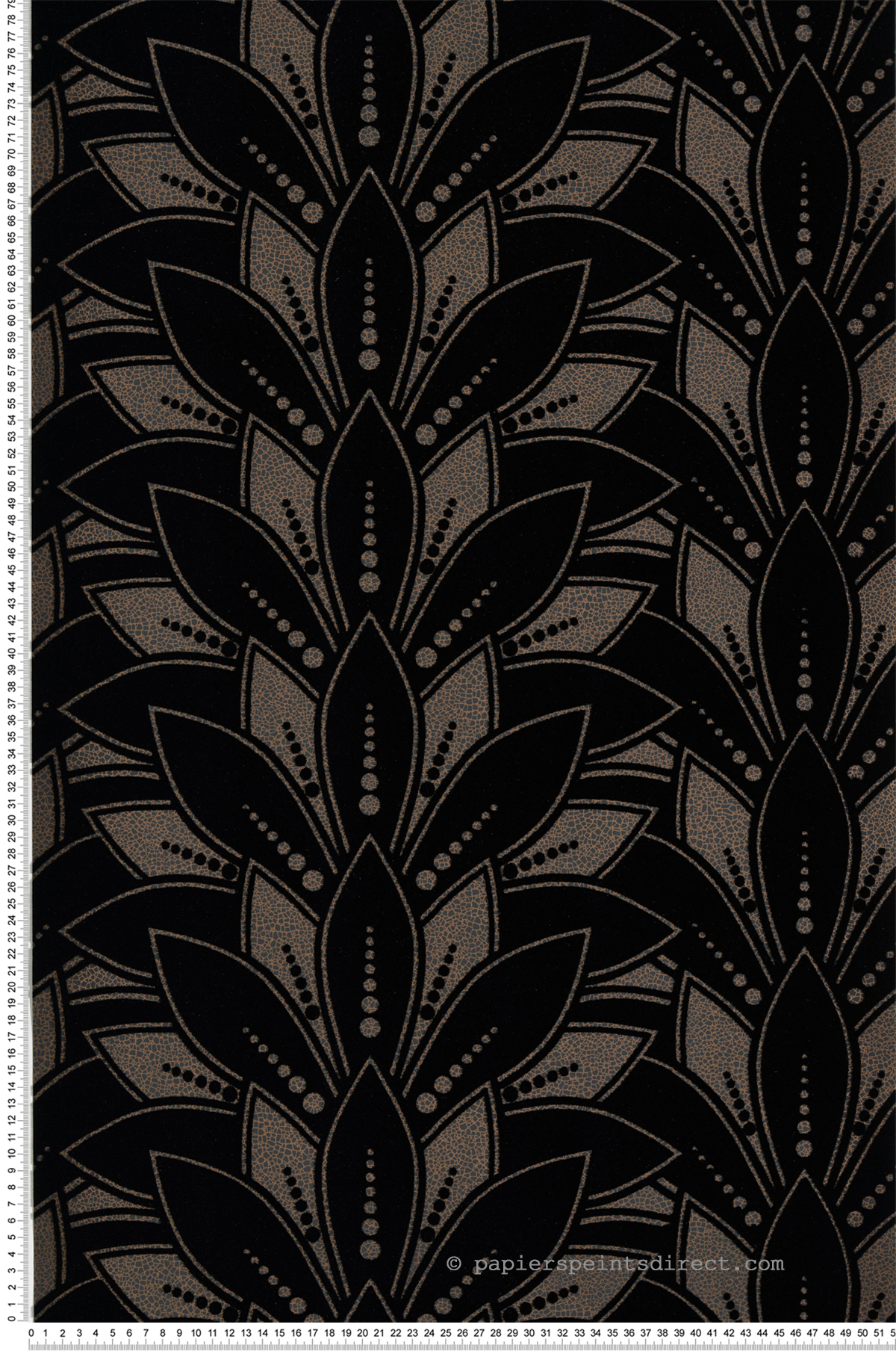 Papier peint Fleurs Lys Velours noir - Elodie 1838 Wallcoverings d'Initiales | Réf. INI-90713903