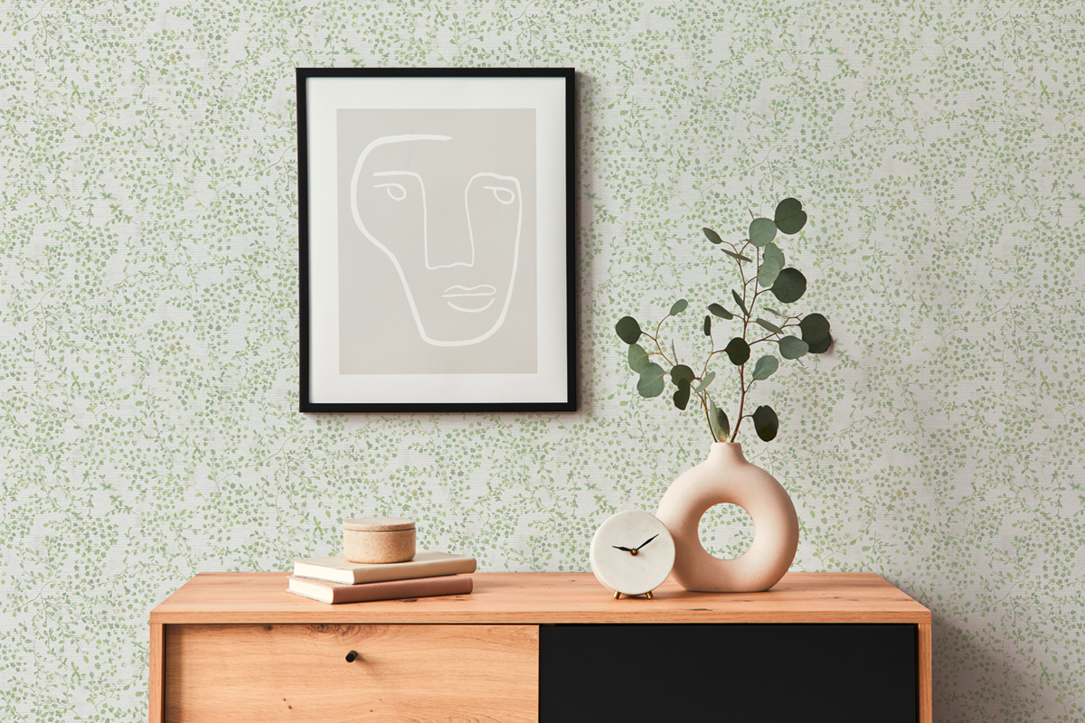 Papier peint Fleur Minimaliste Semis vert métallisé - Aquarell Dreams d'A.S. Création | Réf. AS-397472