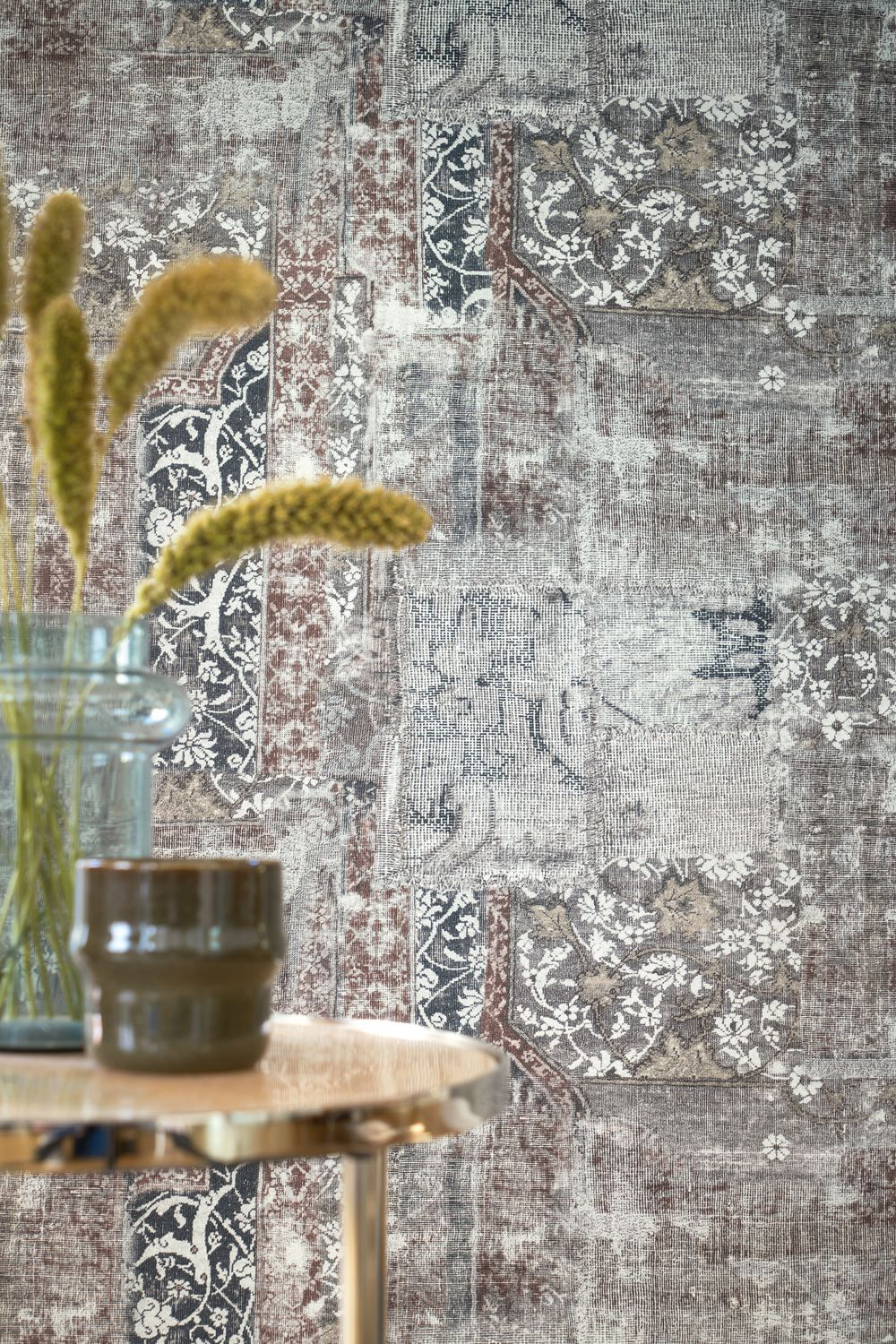 Papier peint vintage Galeecha gris anthracite - Ceylan de Casamance AMB2 | Réf. CAS-74533274