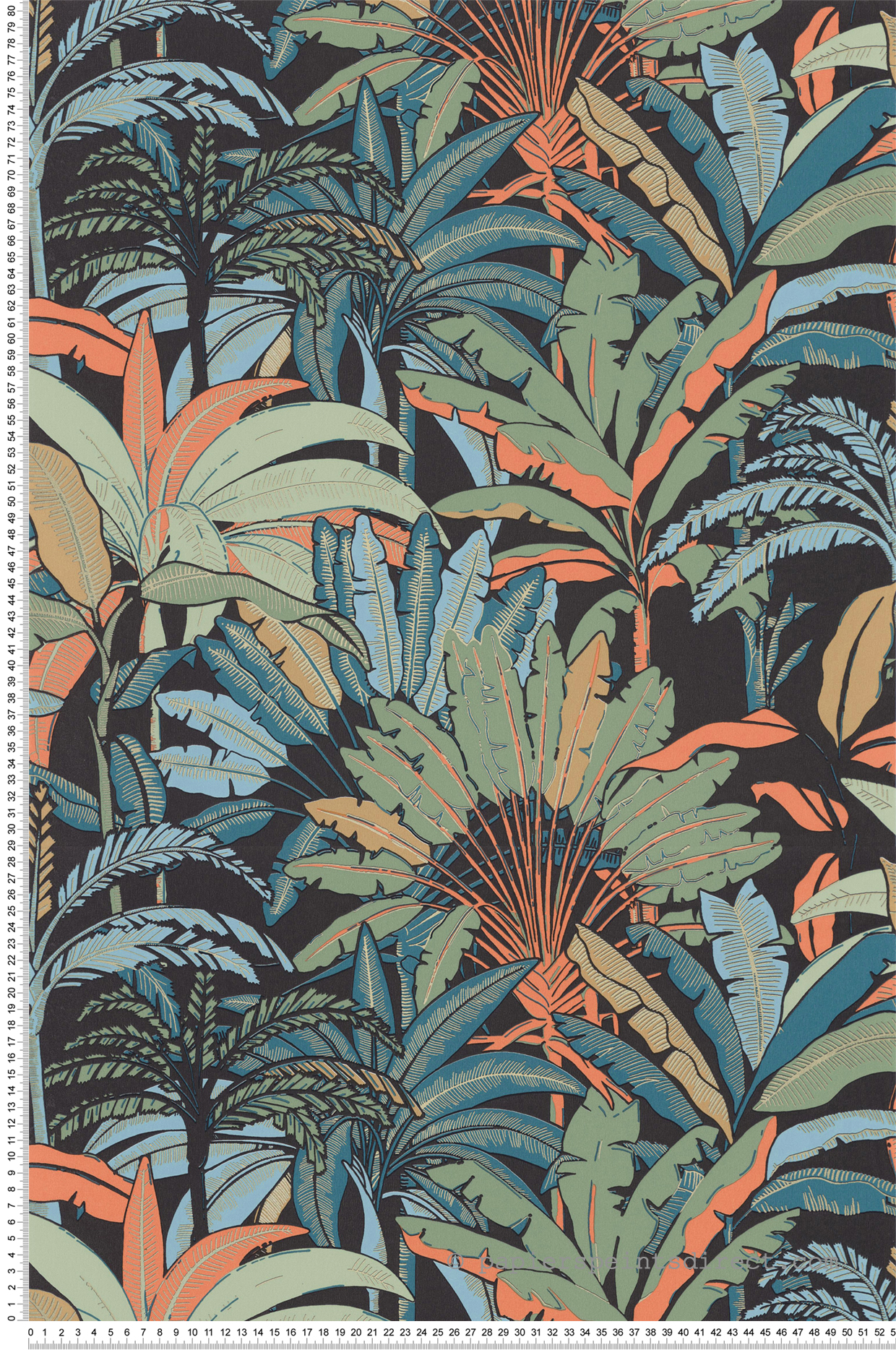 Papier peint Jungle Evasion noir corail - L'escapade de Casélio | Réf. EPA102307499