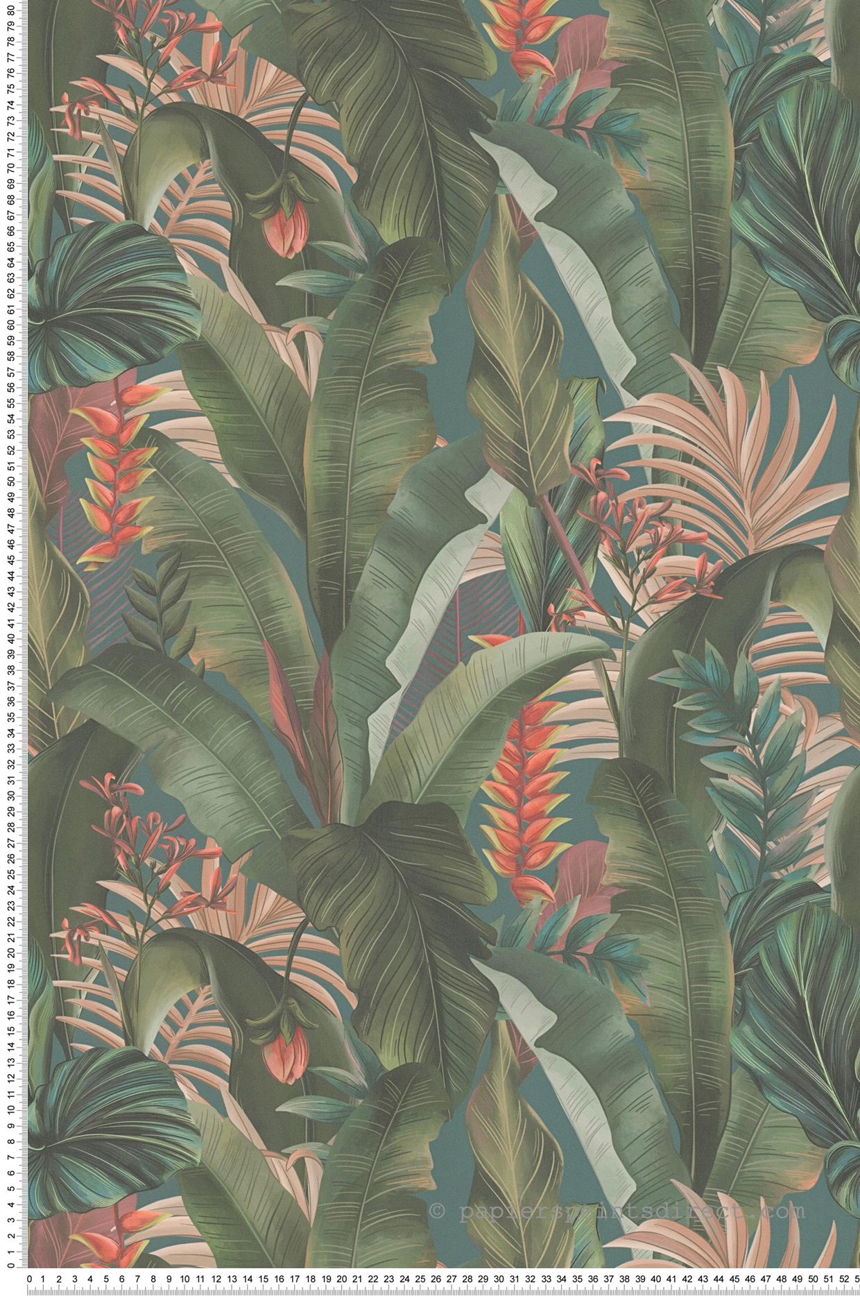 Papier peint Palme Exotique bleu canard vert - Drawn Into Nature de Livingwalls | Réf. 39435-2