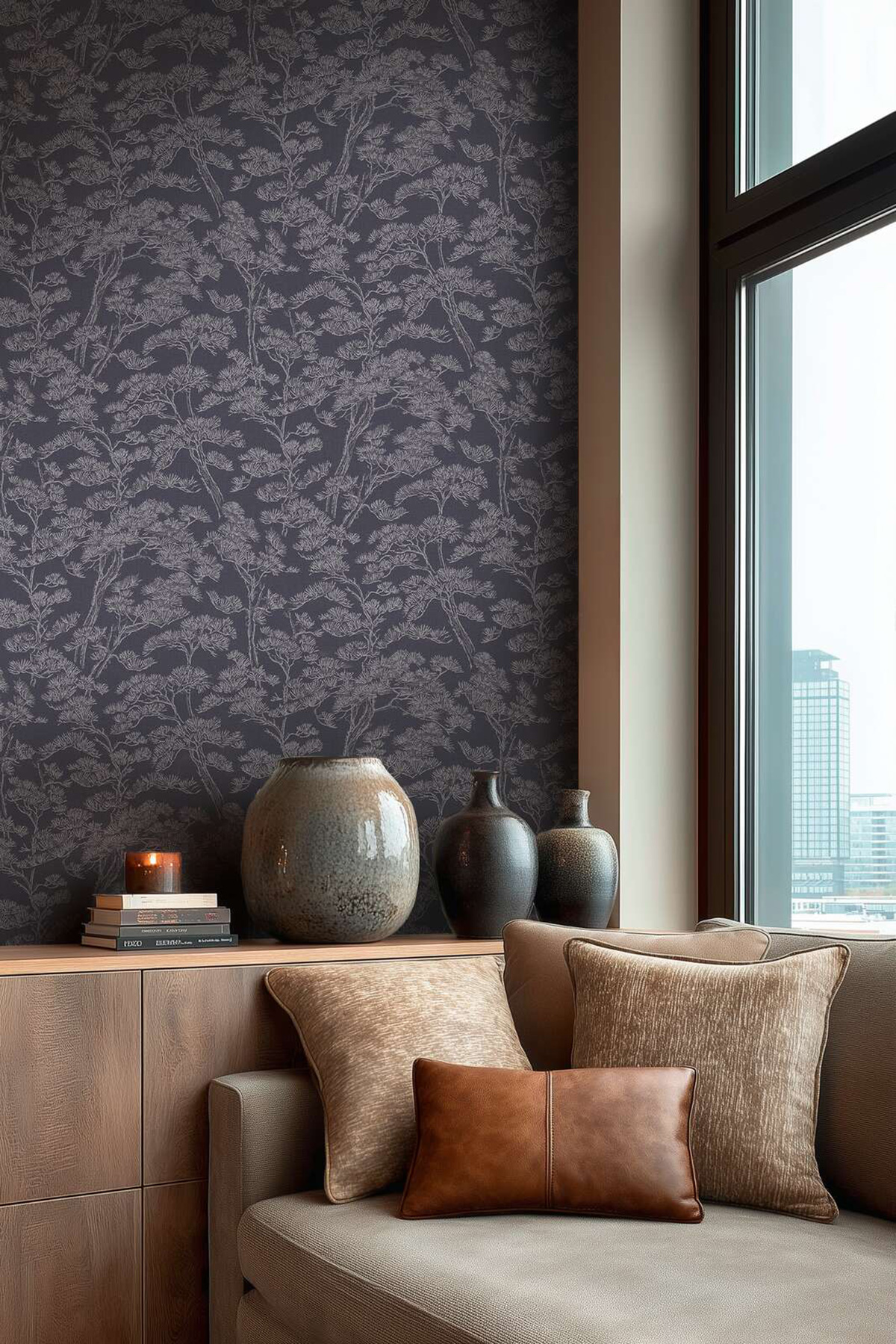 Papier peint Japonais Naturel Pins bleu nuit - Vibes & Styles d'A.S. Création AMB2| Réf. AS-790011