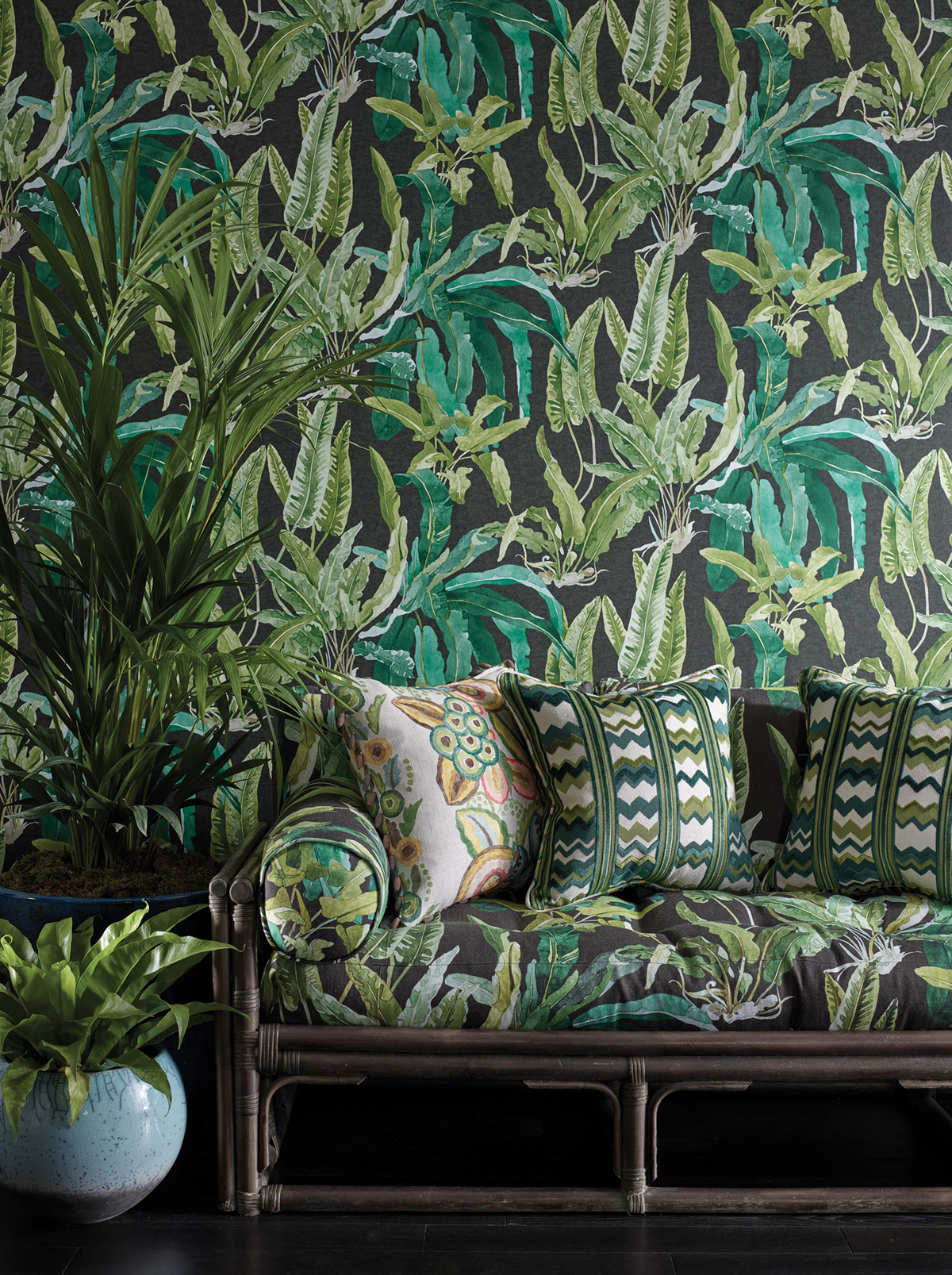 Papier peint Jungle Benmore vert - Ashdown de Nina Campbell | Réf. OSB-NCW4393-01