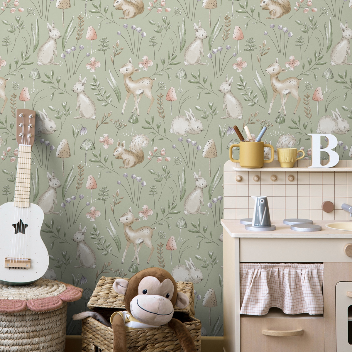 Papier peint Animaux Lapin Forêt vert - Imagine de Lutèce AMB2 | Réf. LTC-DL27547