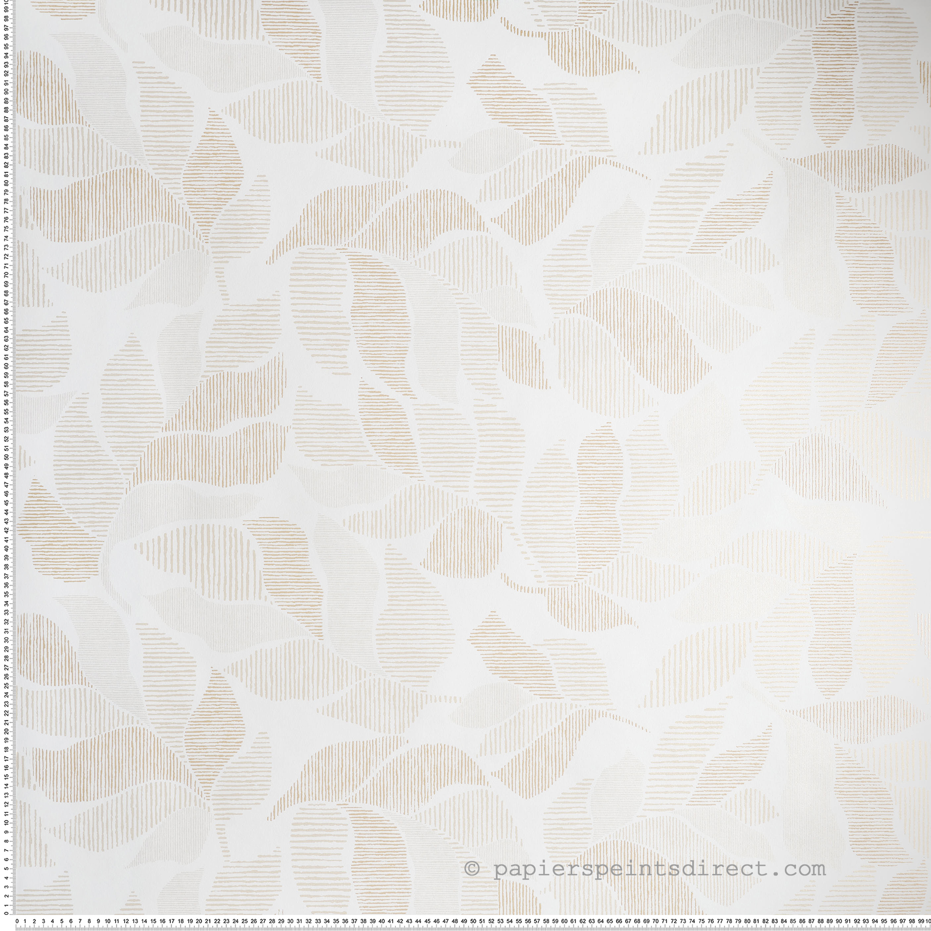 Papier peint Feuillage Graphique Lontara blanc doré - Tressora de Casamance | Réf. CAS-76910916