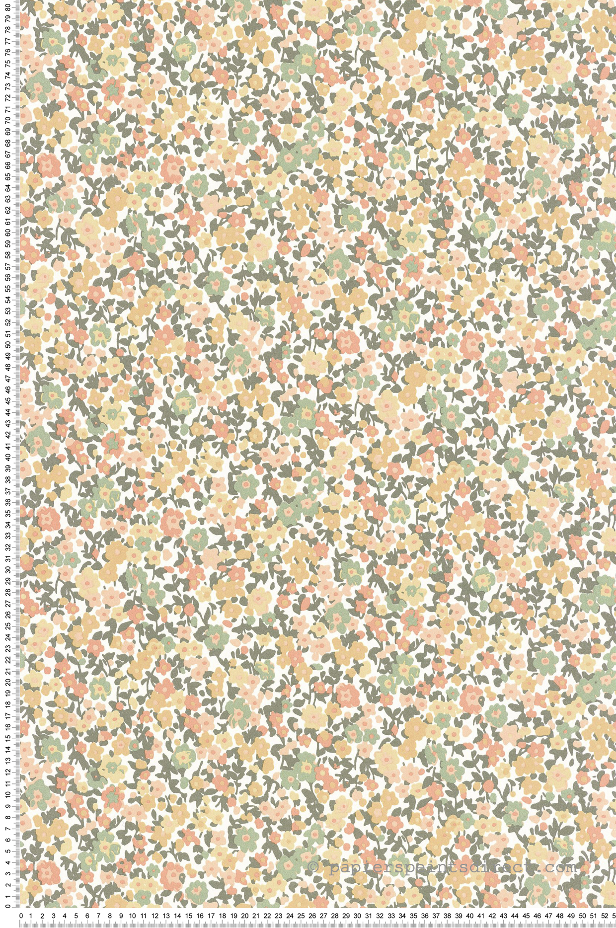 Papier peint Liberty Pansy kaki jaune - Flower Market de Casadéco | Réf. FLOM89212226
