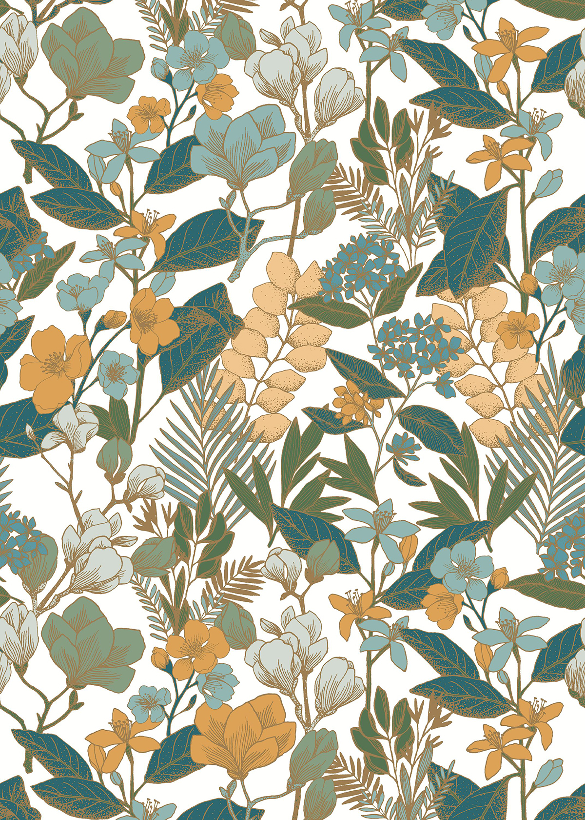 Papier peint panoramique Fleurs et Feuillages Valentine blanc - Beauty Full Image 2 de Casadéco | Réf. BFM102477020