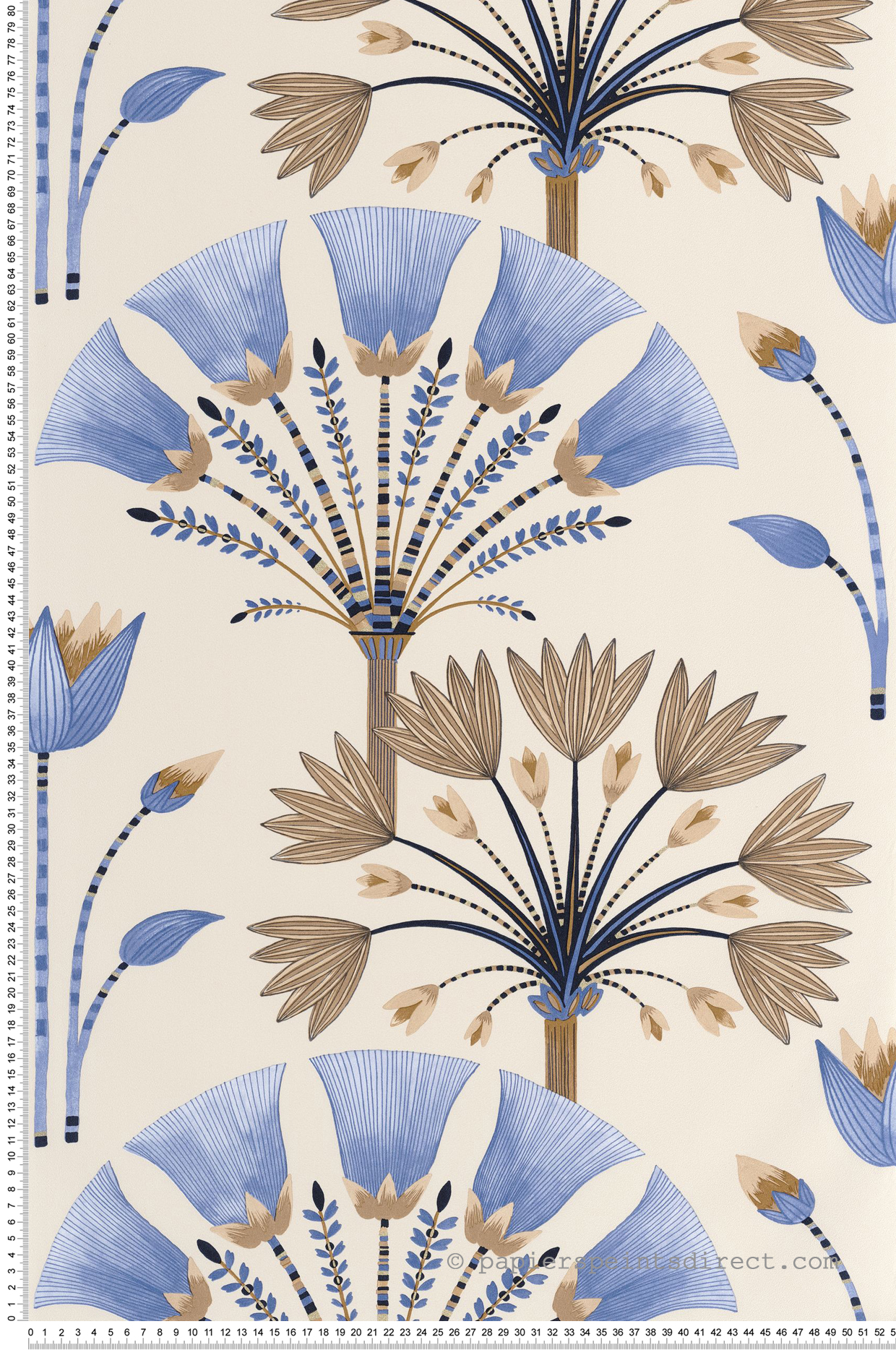 Papier peint Fleur Design Majestic bleu beige doré - Elégance de Casélio | Réf. ELC105276142