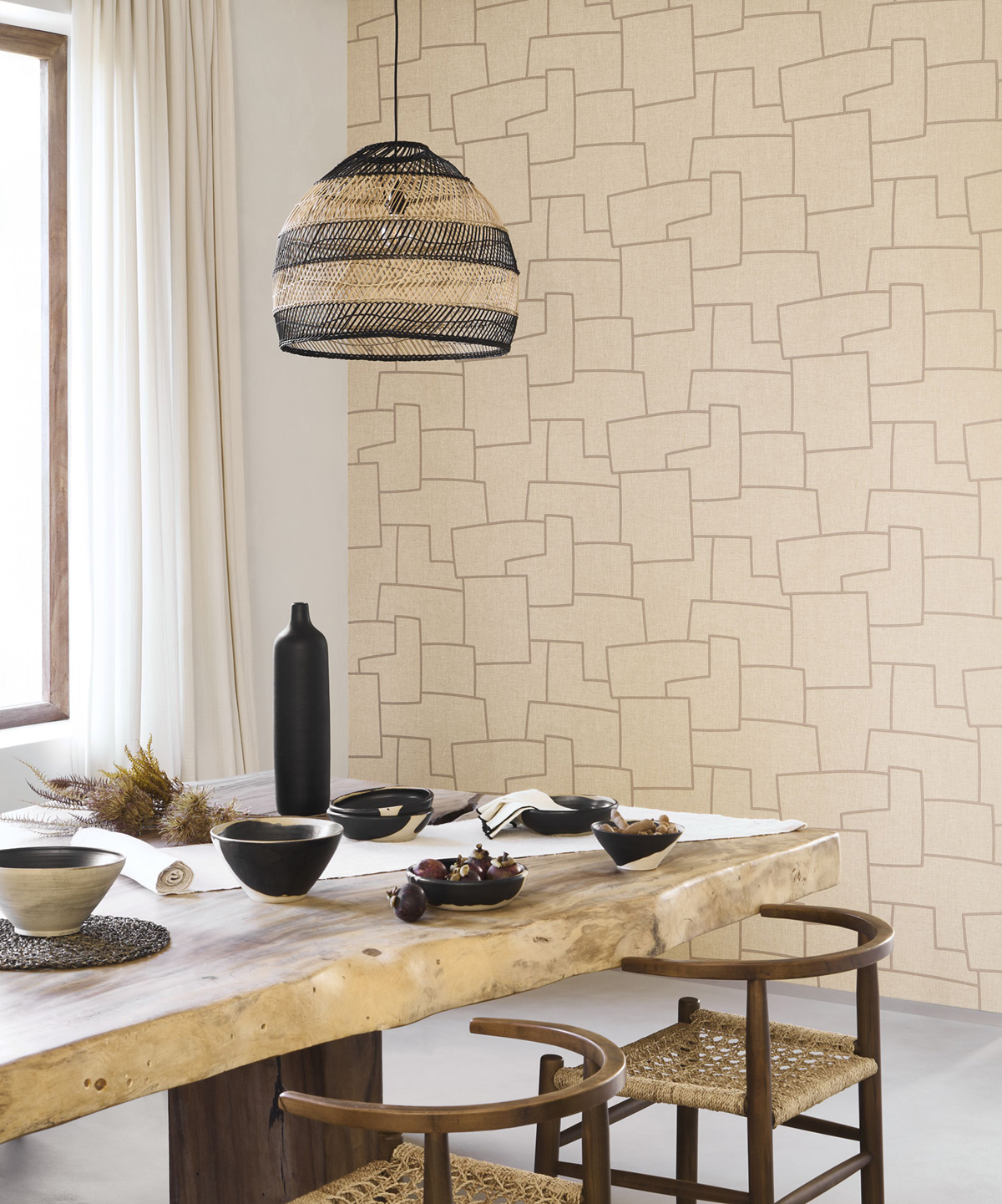 Papier peint Géométrie Lin Inca beige - Matera de Casadéco | Réf. MATA201121404