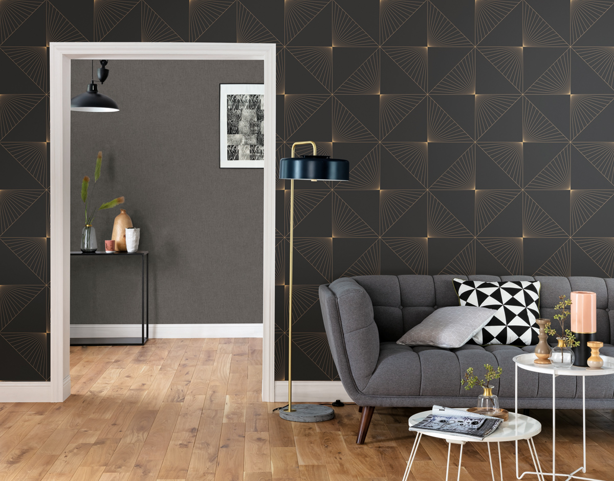 Papier peint graphique Sunset or noir - Moonlight de Casélio | Réf. MLG101052099